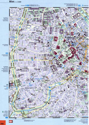 Vienna street map with beautiful sights