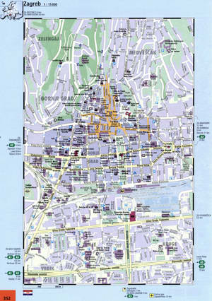 Zagreb street map with beautiful sights
