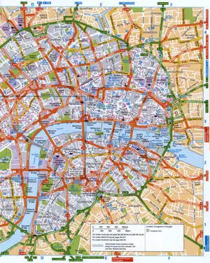 Map of the Thames riverside in central London with street names