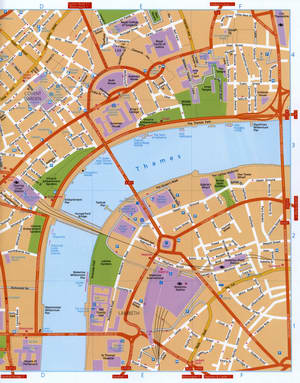 Large map of the Thames riverside in London's West End