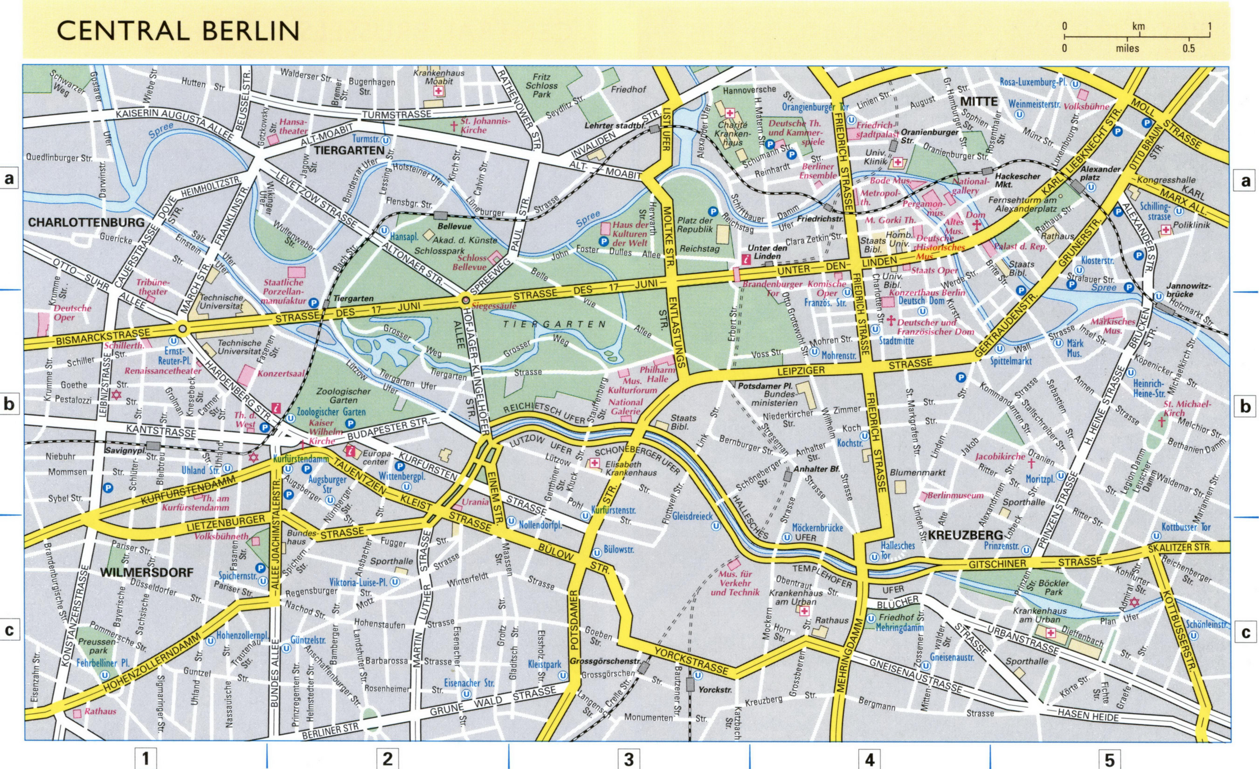 detailed map of central Berlin with points of interest