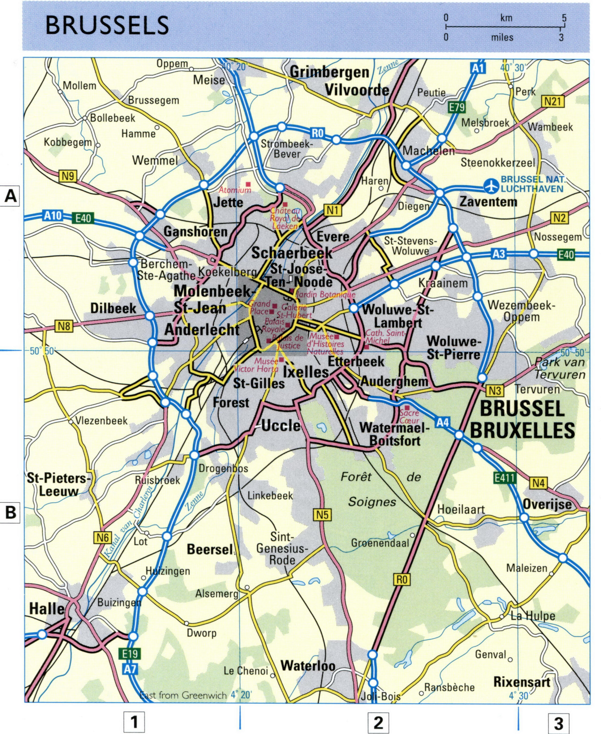 map of major highways Brussels