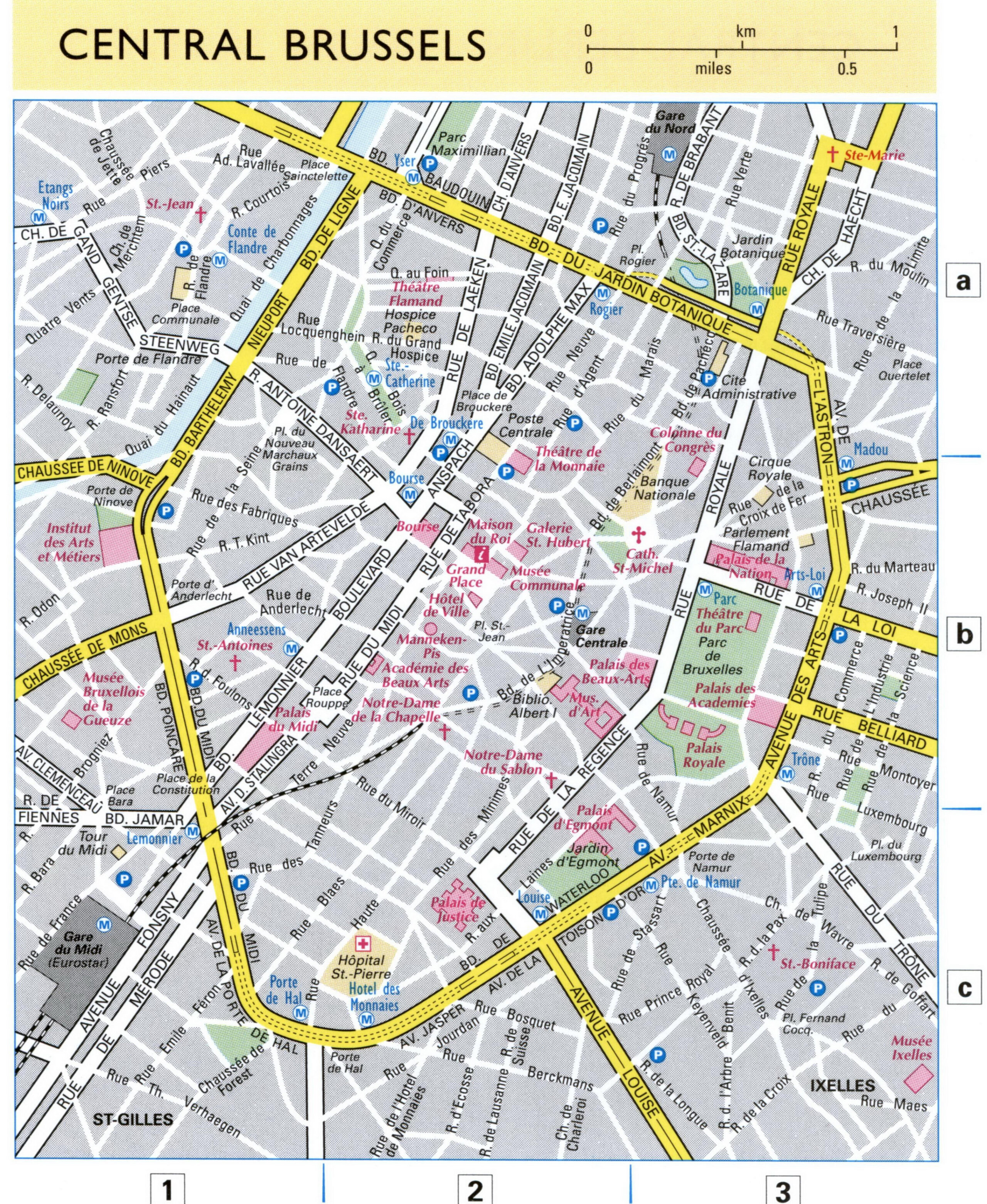 map of the center of Brussels