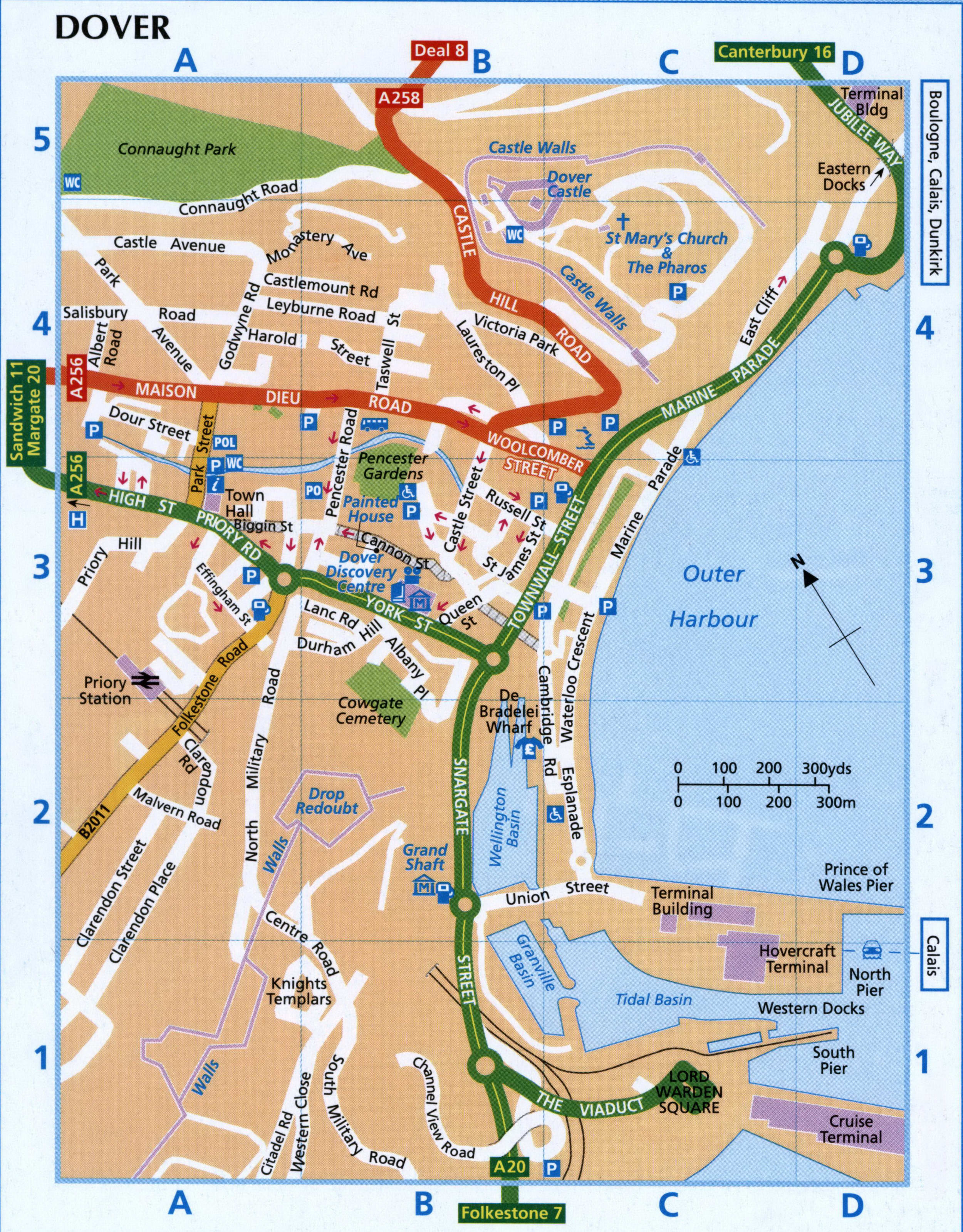 Map of Dover with street names