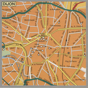 Map of Dijon with cathedrals and churches