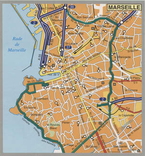 Map of Marseille with cathedrals and churches