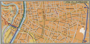 Map of Lyon with cathedrals and churches