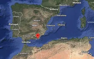 Where is the city of Almeria located on the map of Spain?