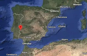 Where is Badajoz (Spain) on the world map?