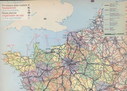 Administrative map of the northern half of France with cities and roads