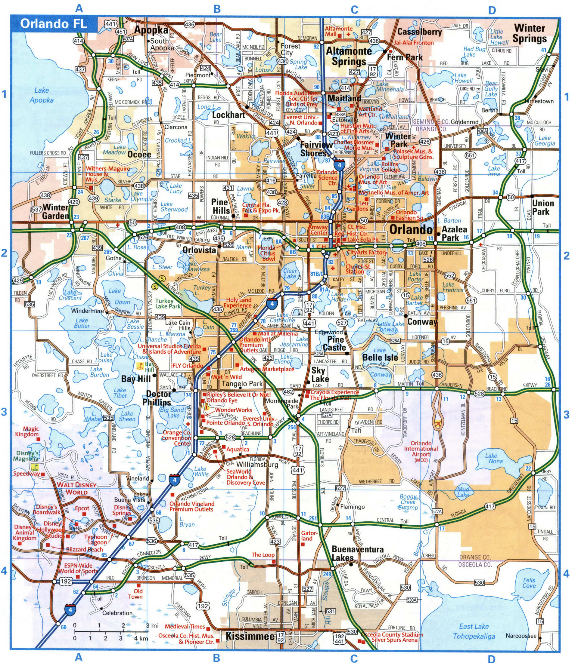 Orlando city interstate highway map