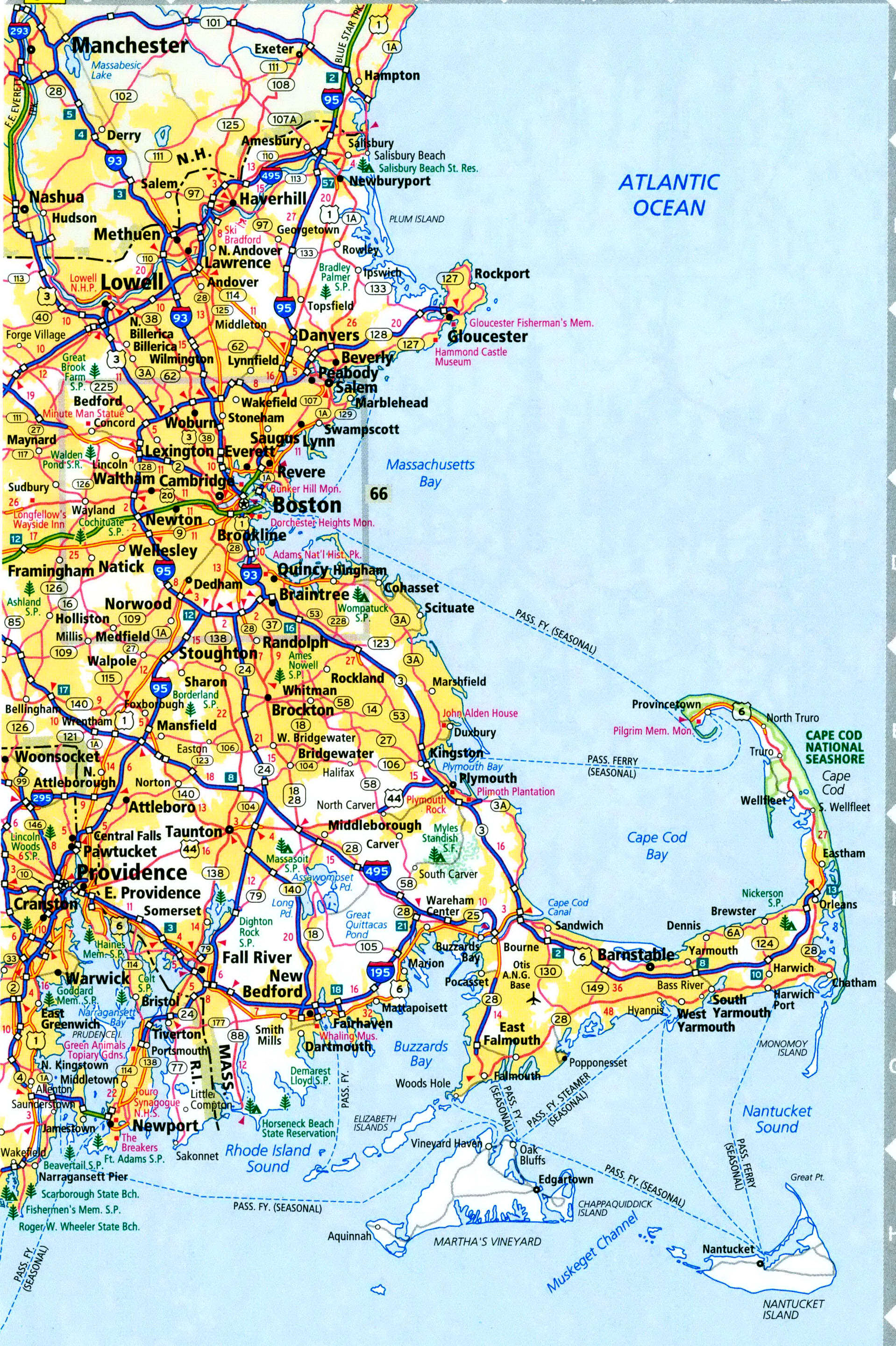 Massachusetts interstate highways map free
