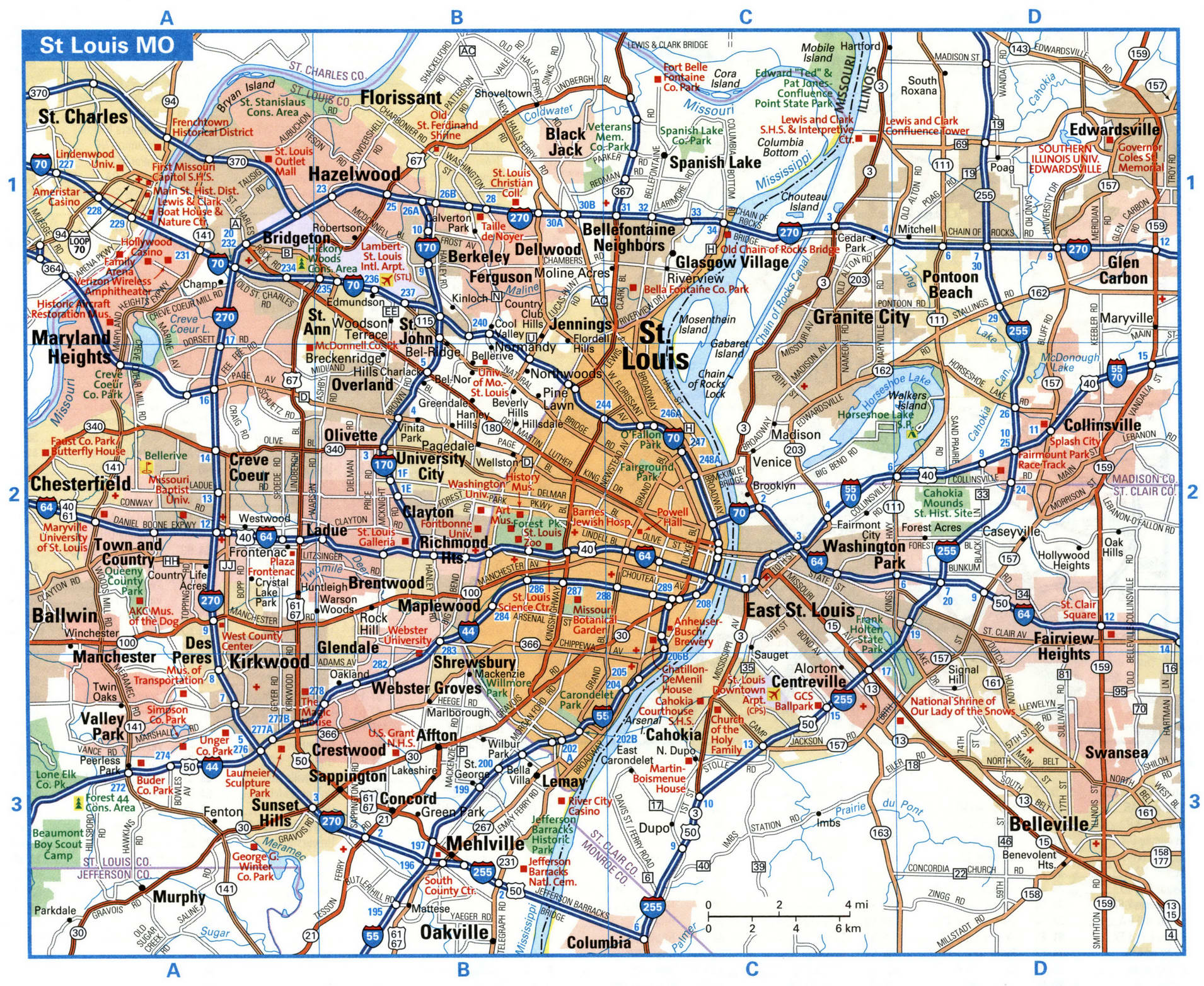 St Louis city interstate highway map