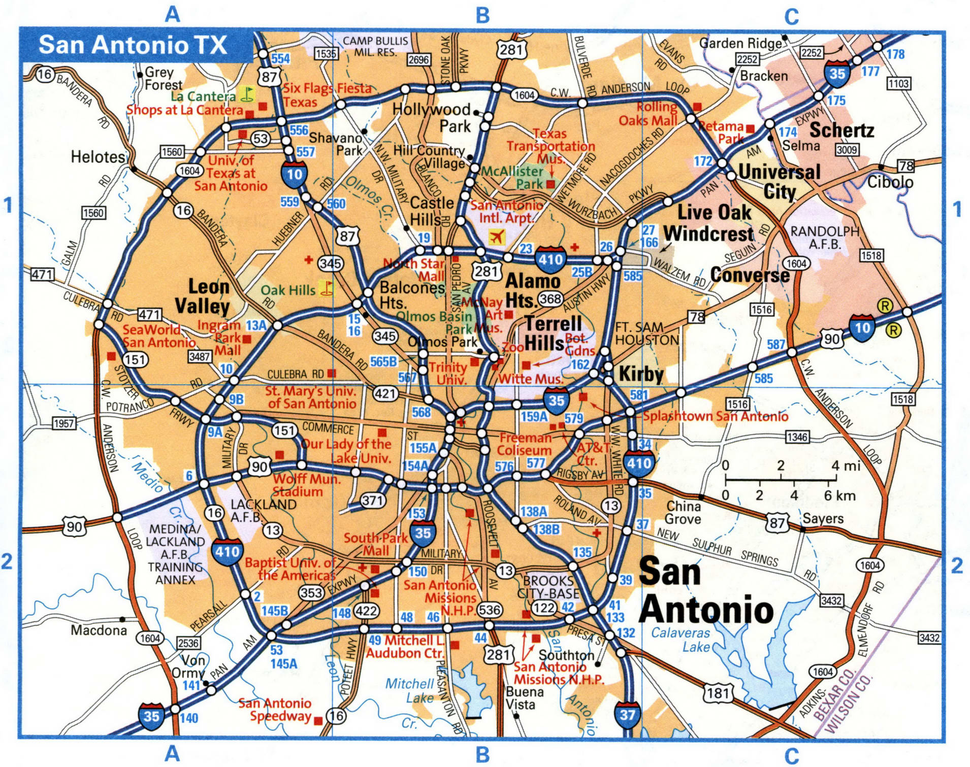 San Antonio city interstate highway map