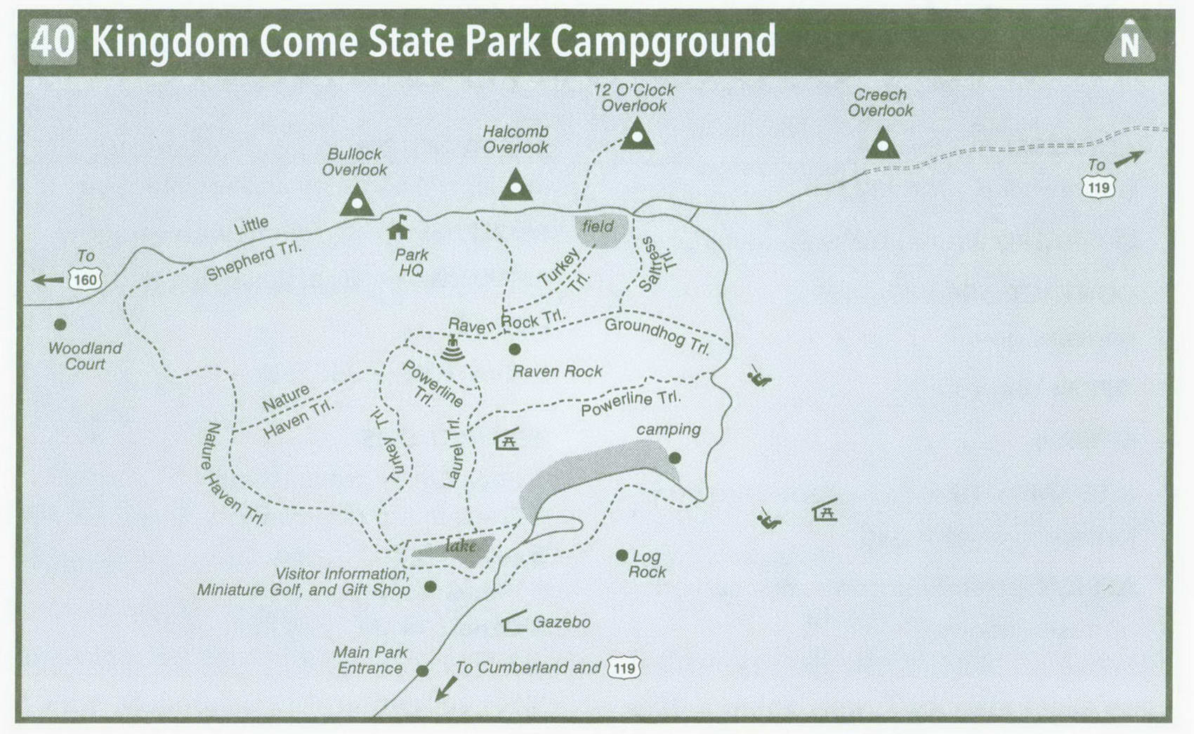 Plan of Kingdom Come State Park Campground