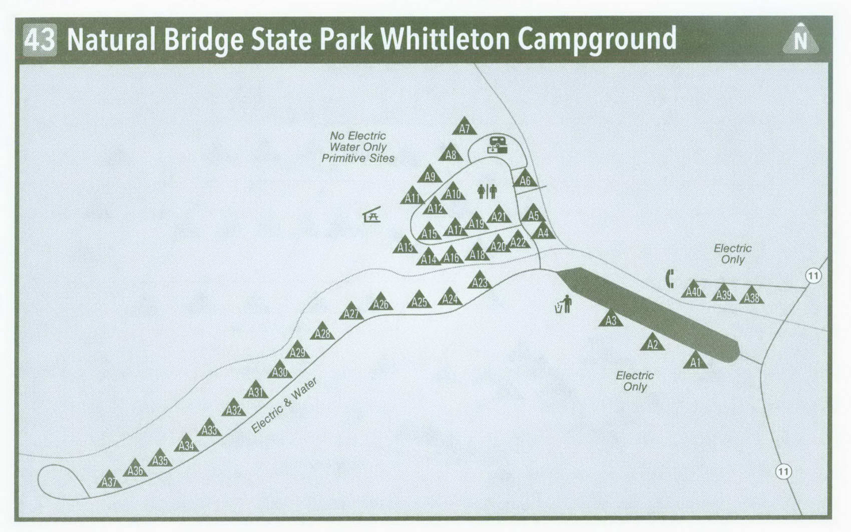 Plan of Natural Bridge State Park Whittleton Campground