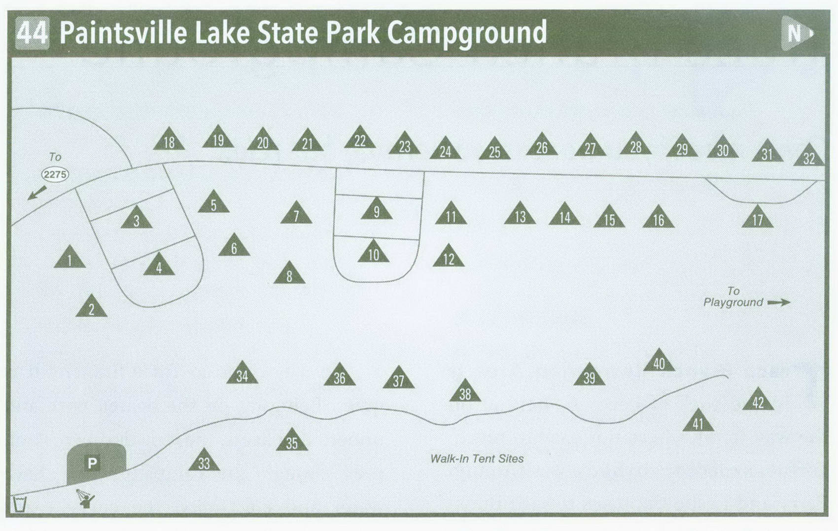 Plan of Paintsville Lake State Park Campground