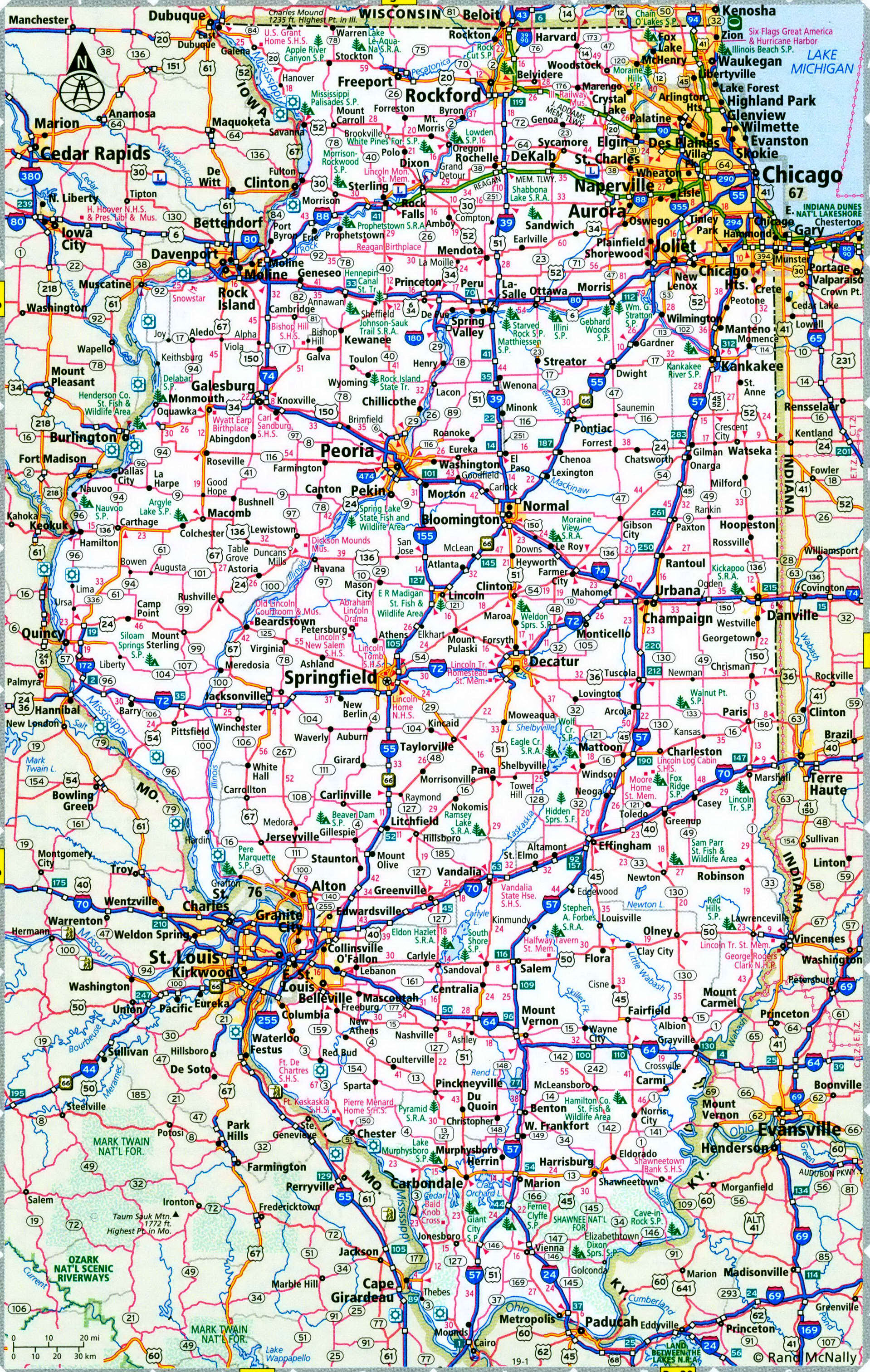 Illinois Interstate Highways Map I 39 I 55 I 57 I 64 I 70 I 72 I 74