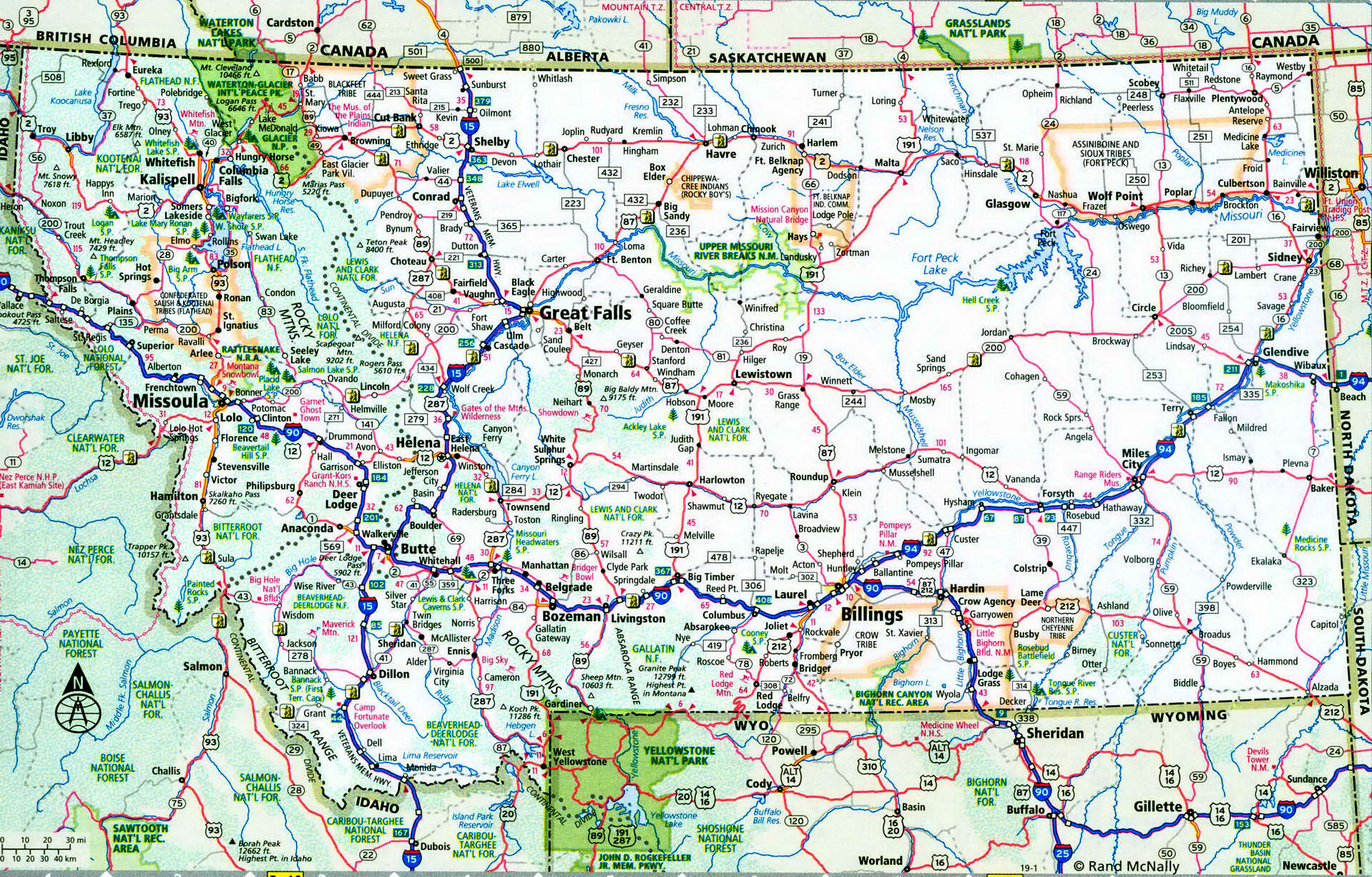 Montana interstate highways map
