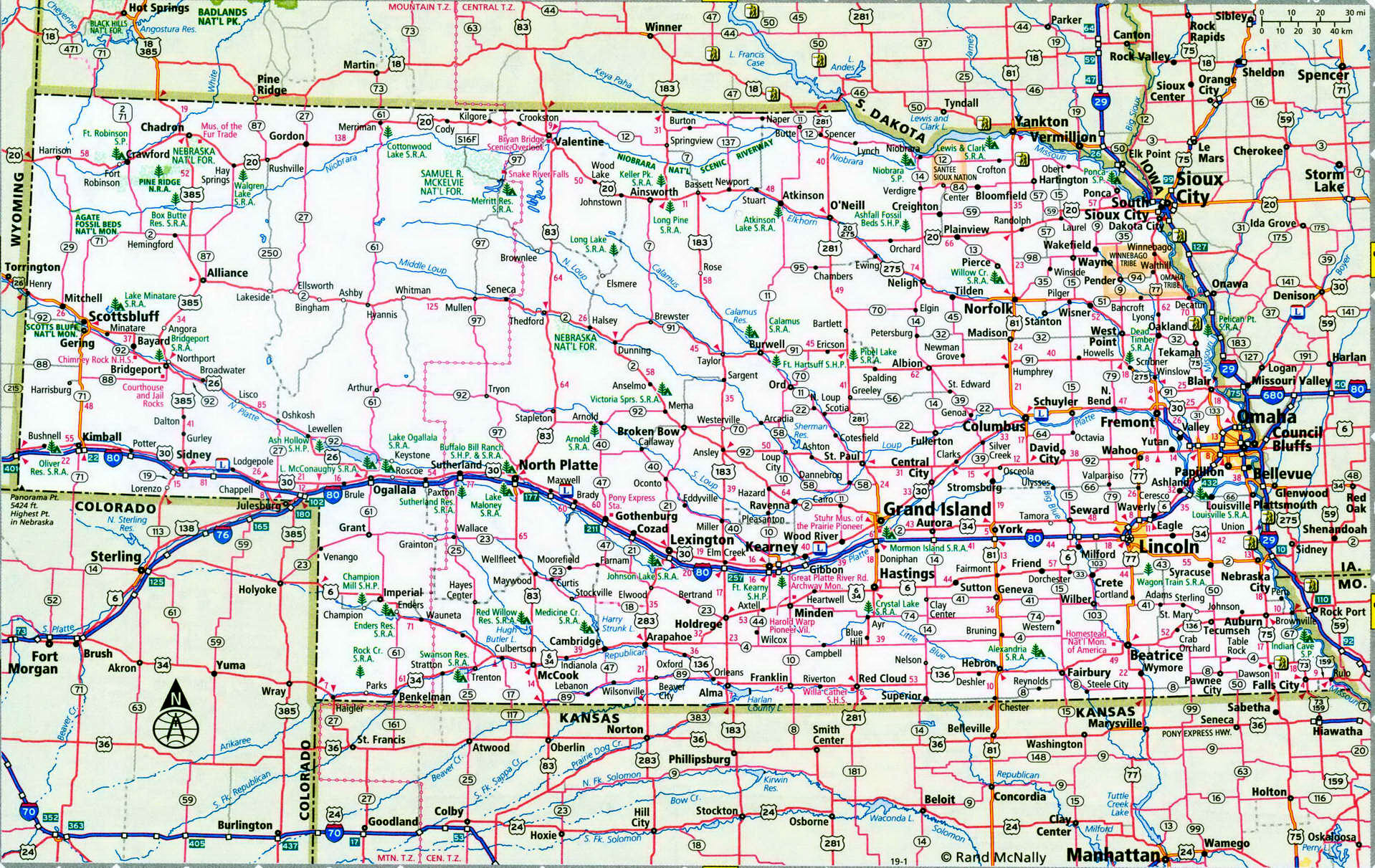 Nebraska Interstate Highway Map I 80 Free Road State Number County Free   30 