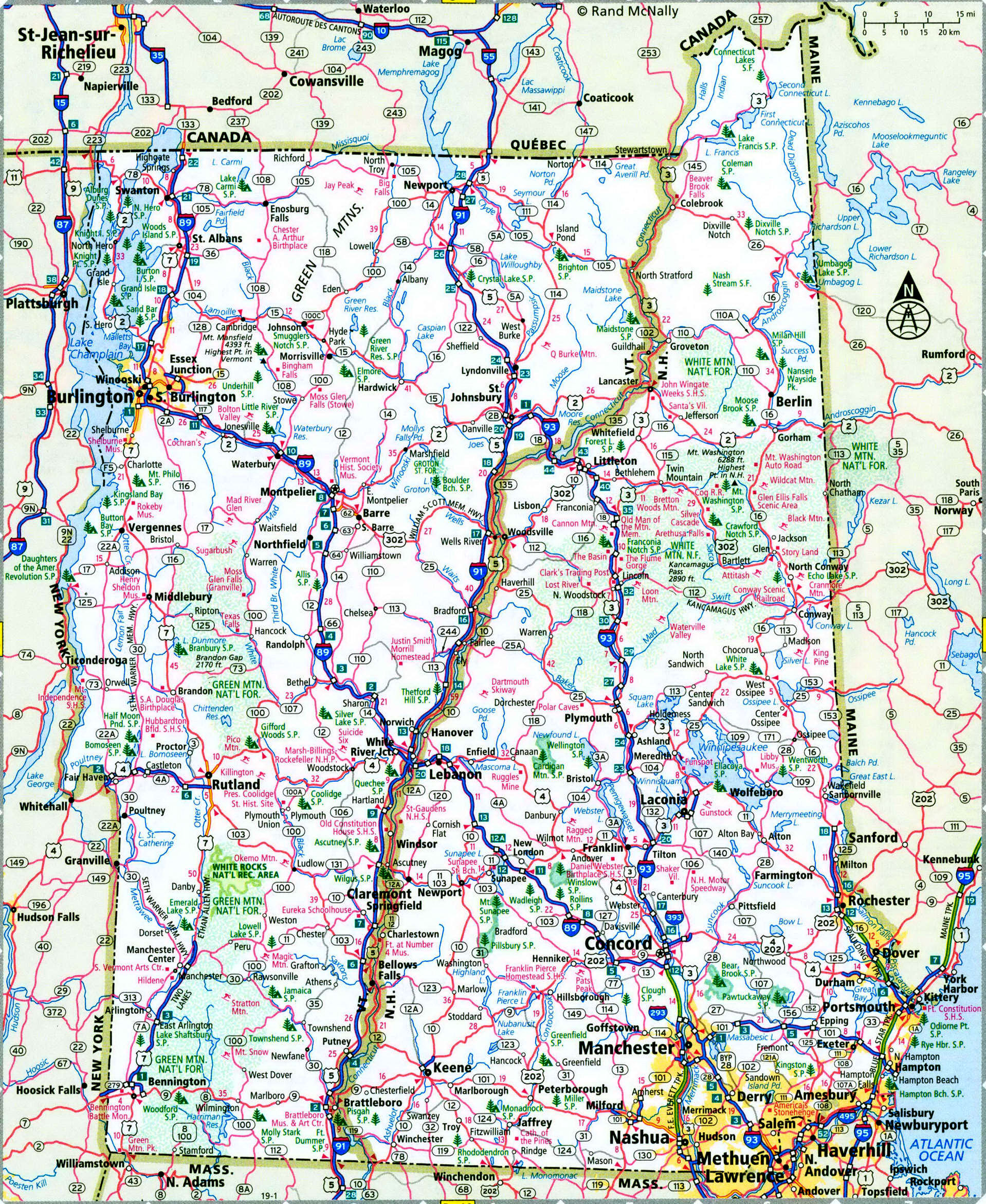 New Hampshire interstate highways. Detailed map of local roads and interstate highways in New Hampshire