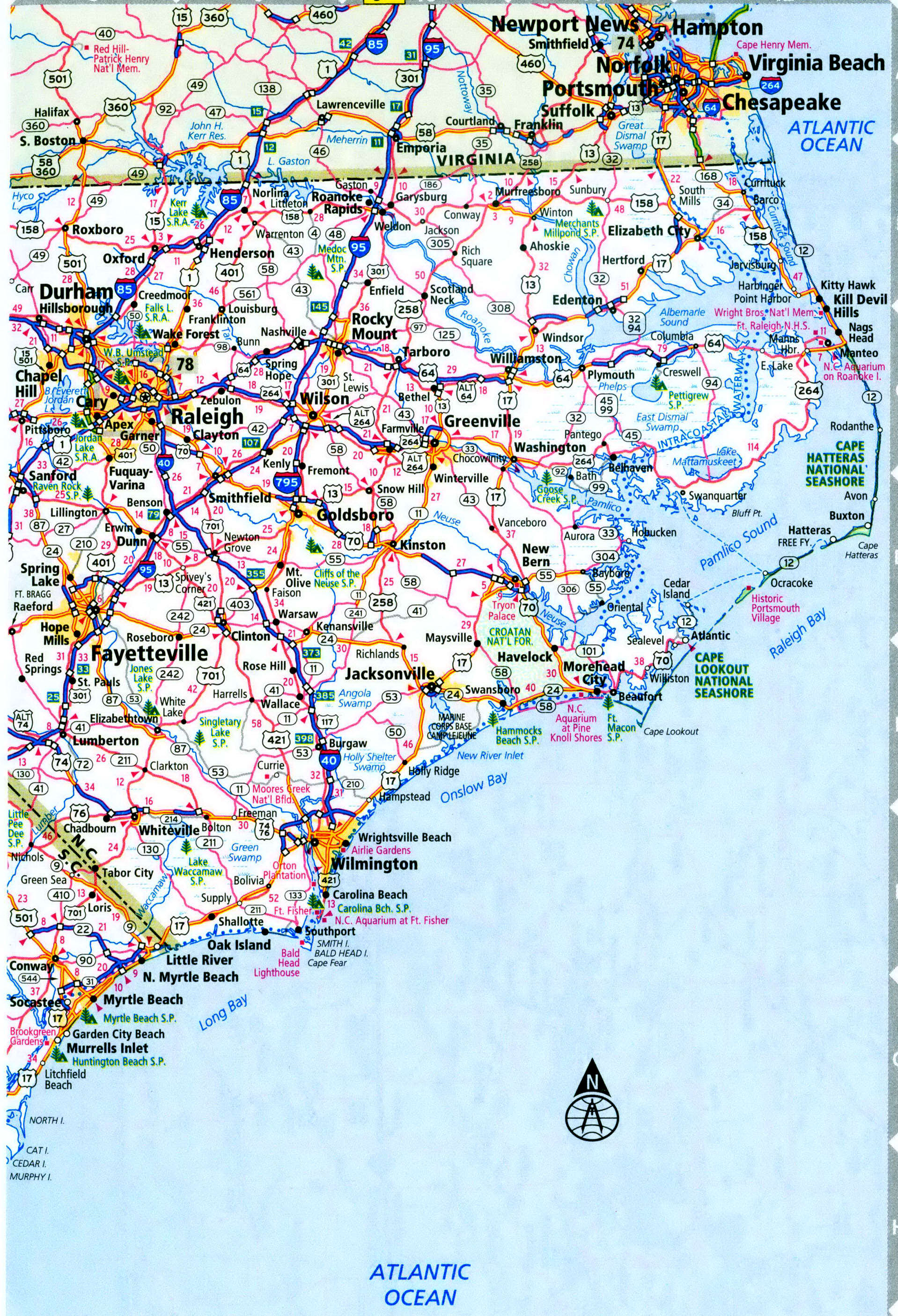 North Carolina interstate highway map free