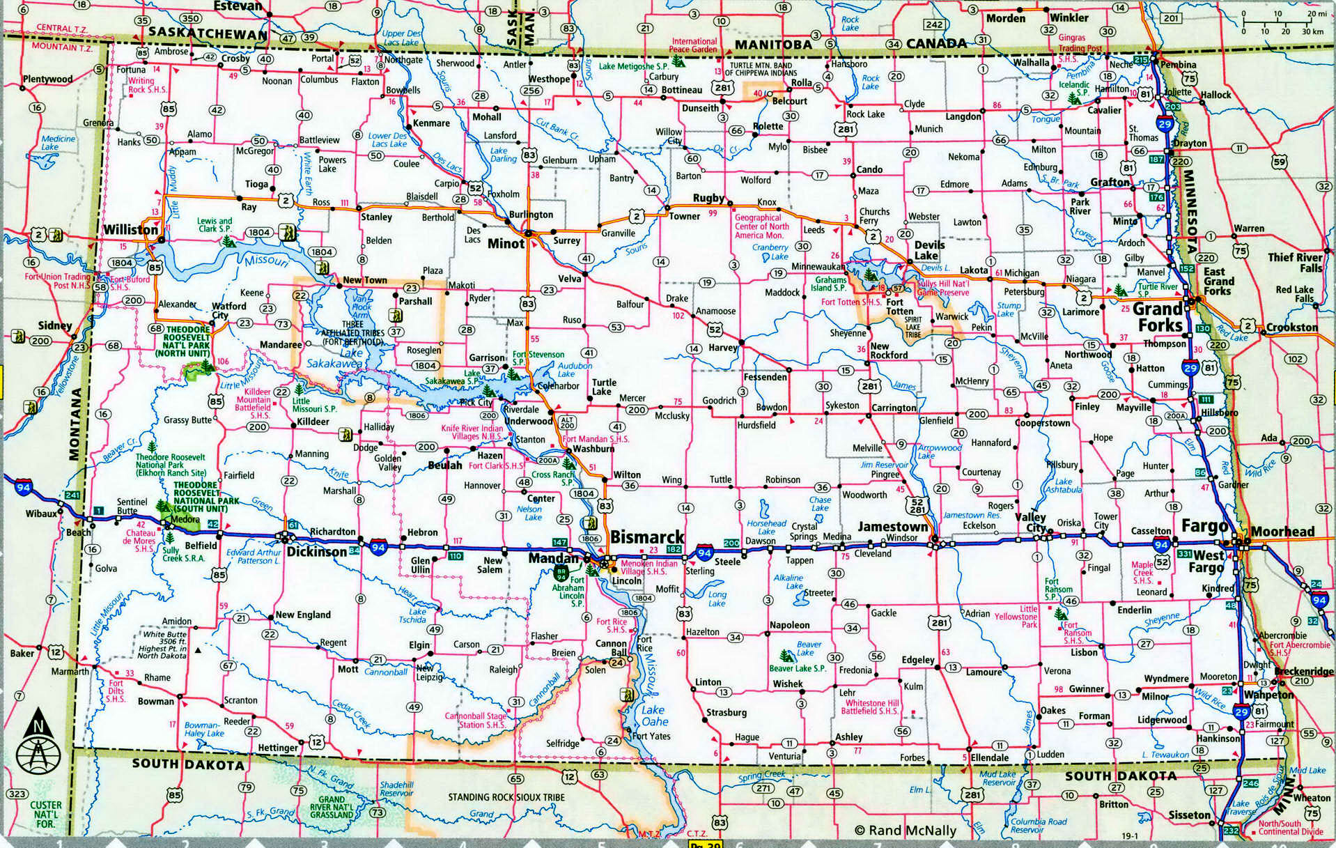 North Dakota interstate highway map