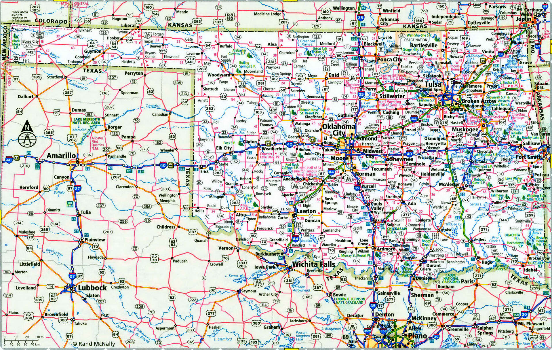 Oklahoma interstate highway map free