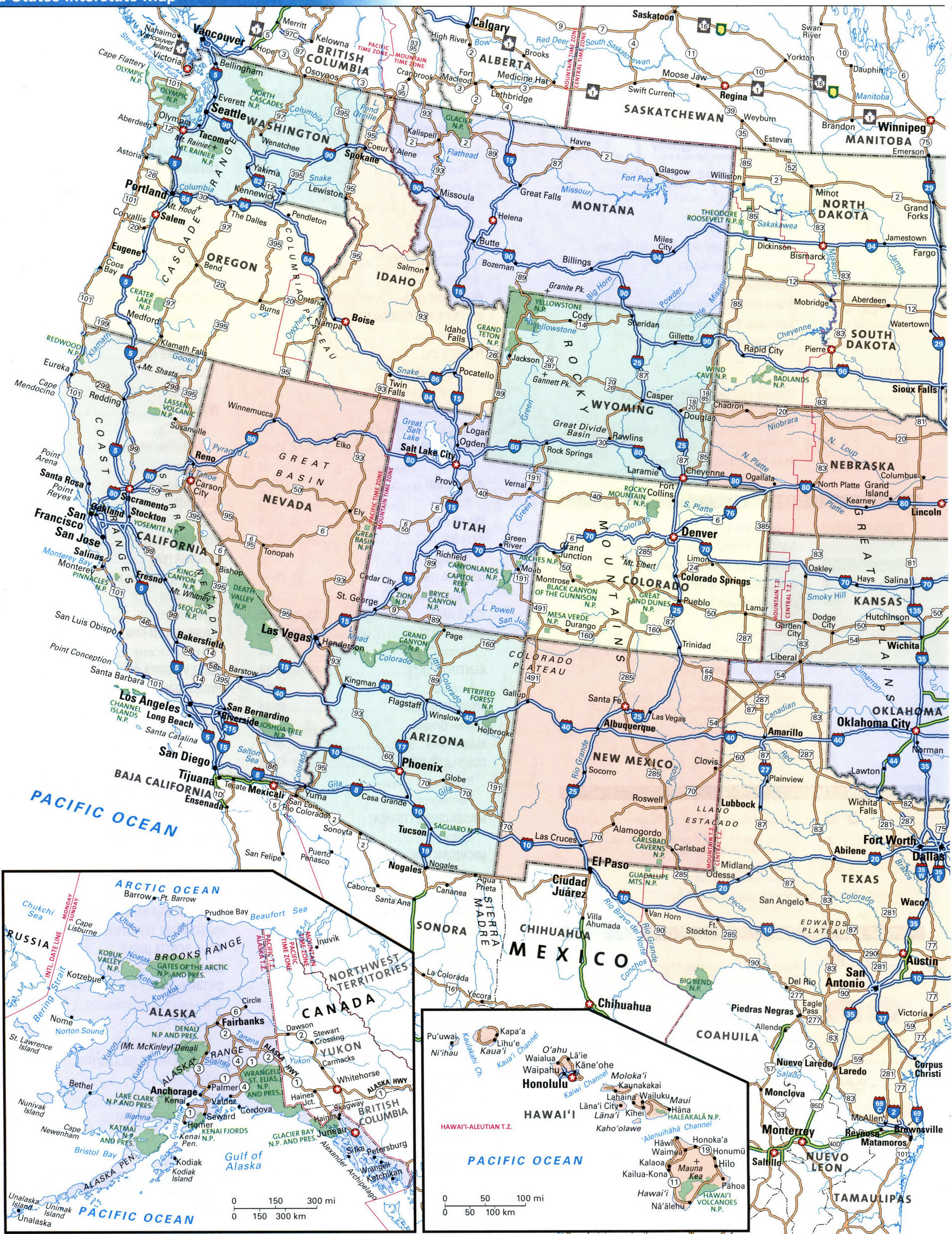Western United States interstate map