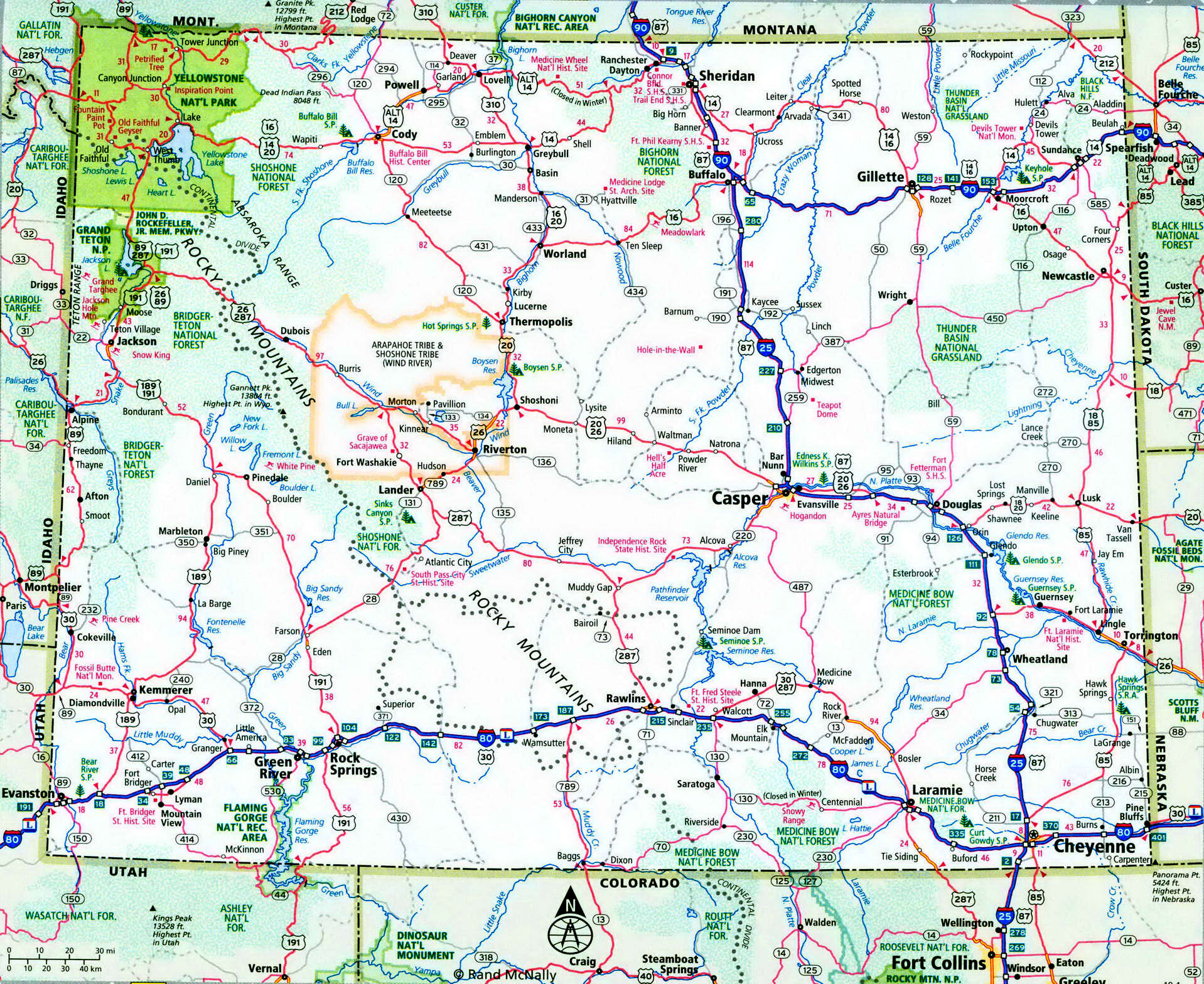 Wyoming interstate highway map