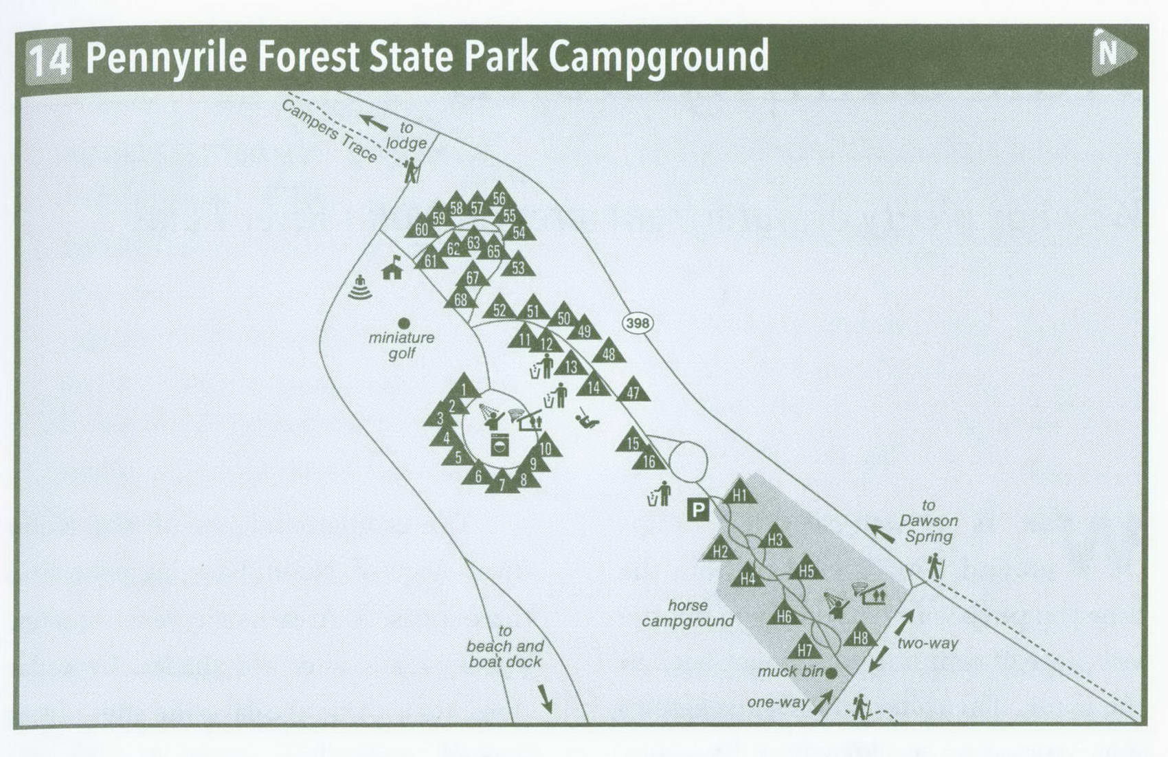 Plan of Pennyrile Forest State Park Campground