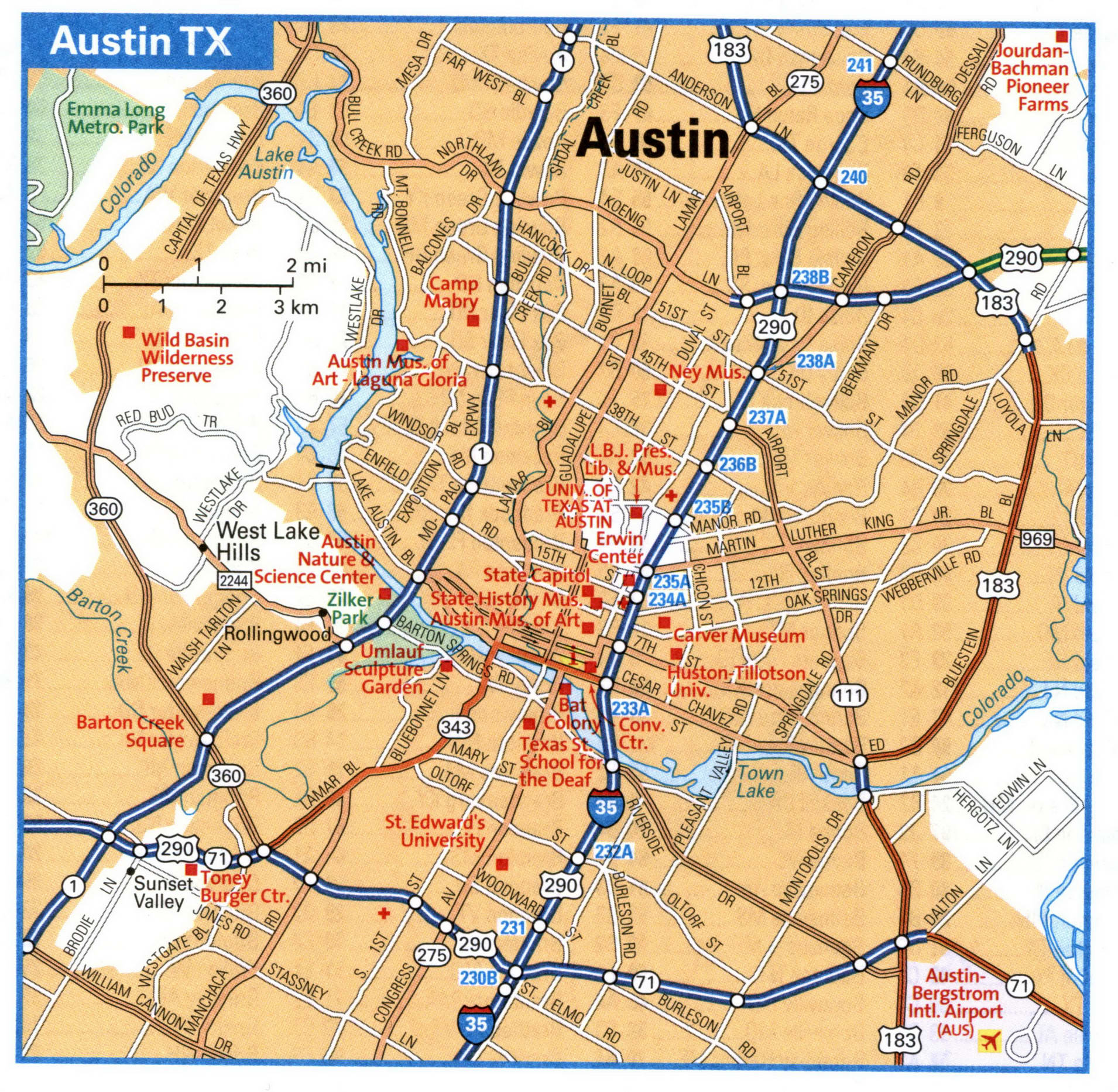 Austin city interstate highway map road free toll I35 - free