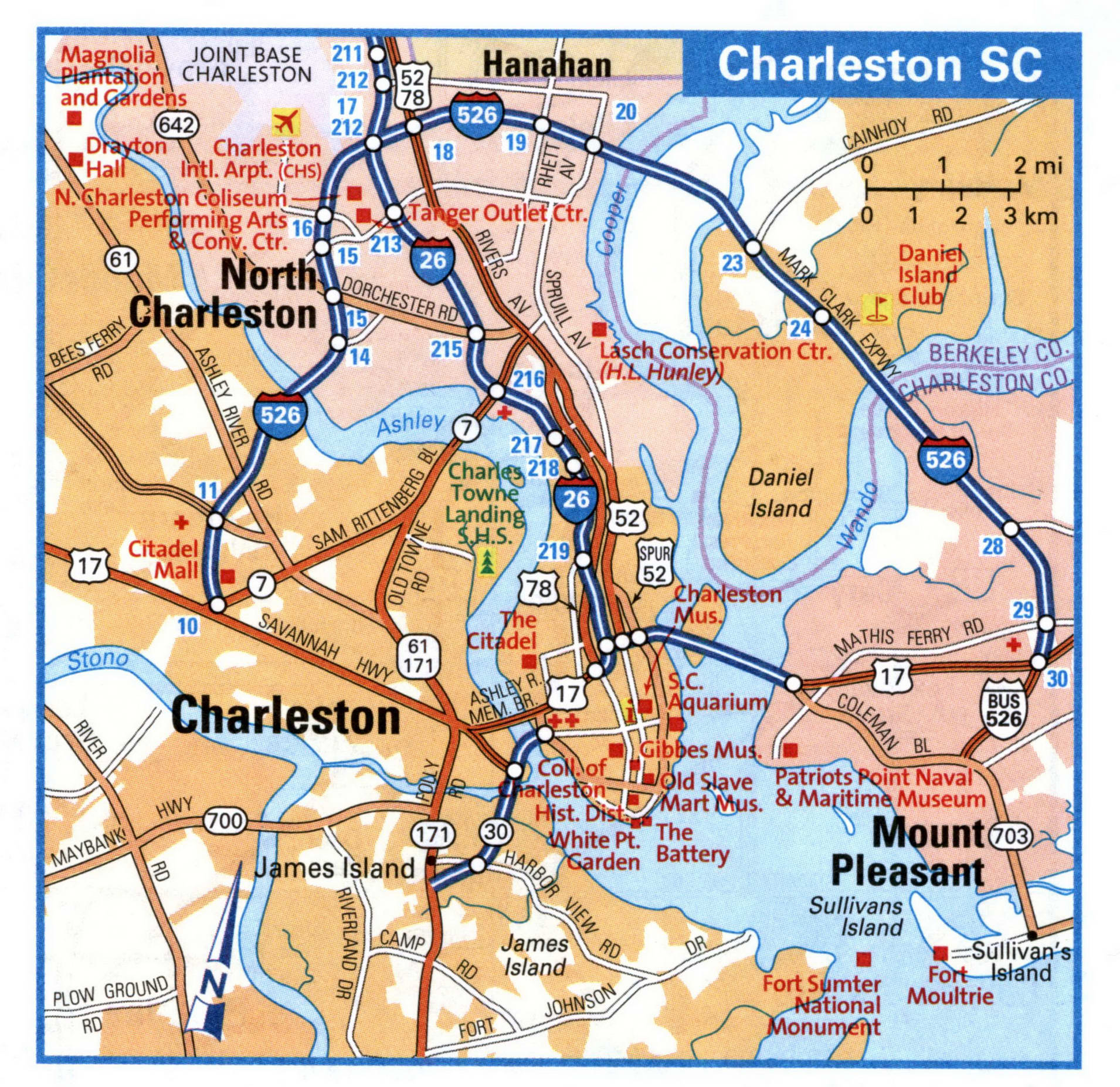 Charleston city interstate highway map