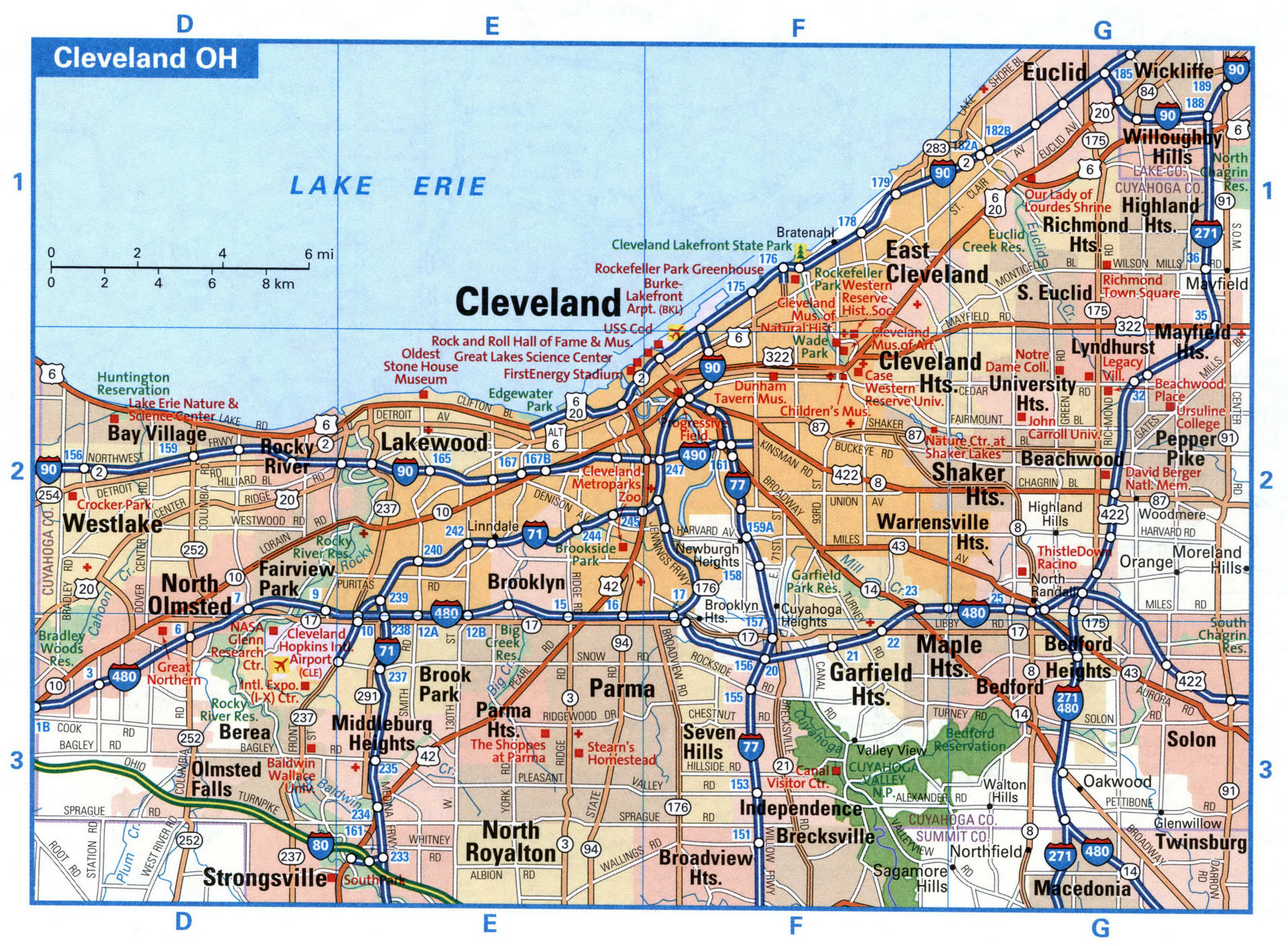 Cleveland city interstate highway map