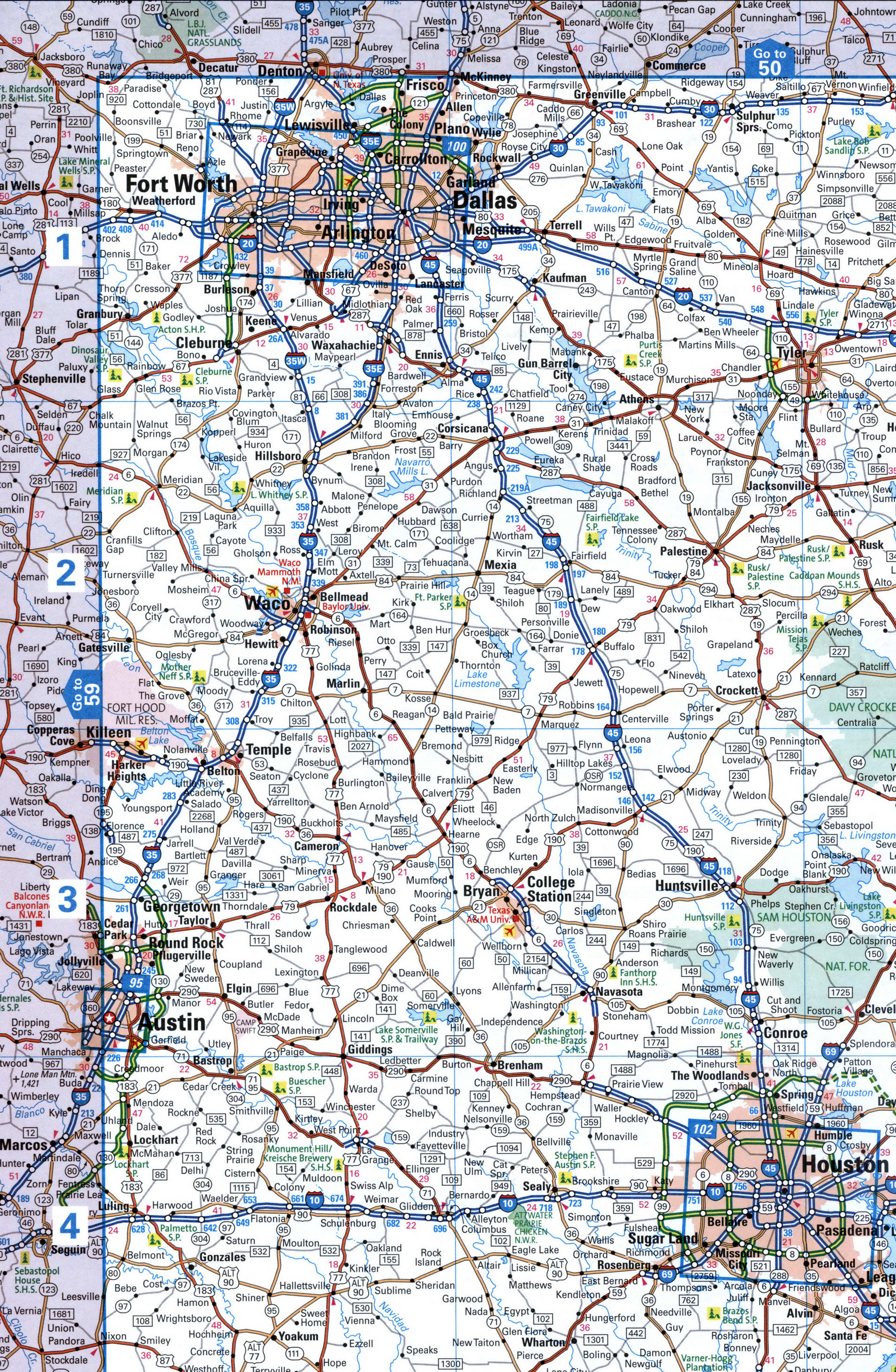 Map of I-35 interstate highway Texas, Oklahoma, Kansas, Missouri, Iowa ...