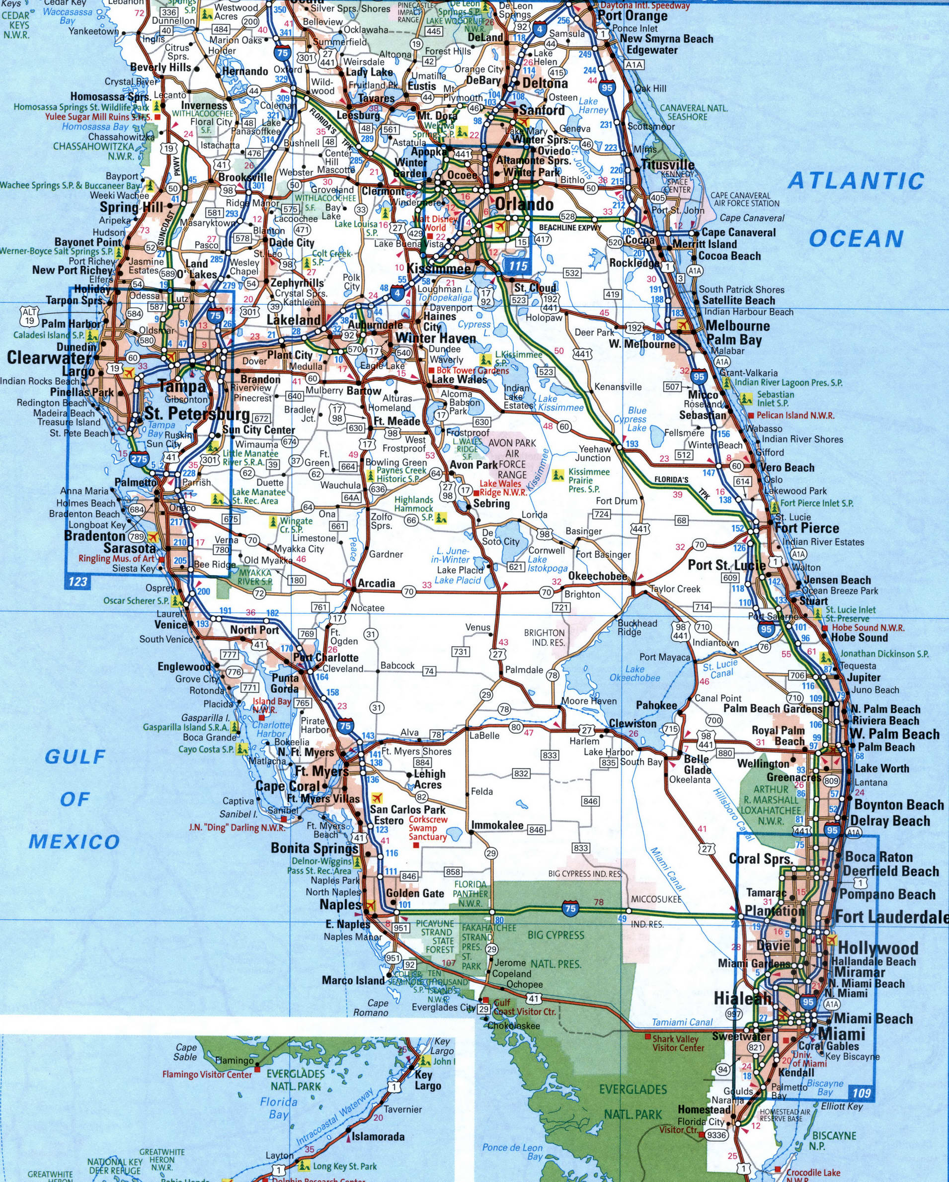 Map I-95 interstate highway via Florida, New York, Maine interchange ...
