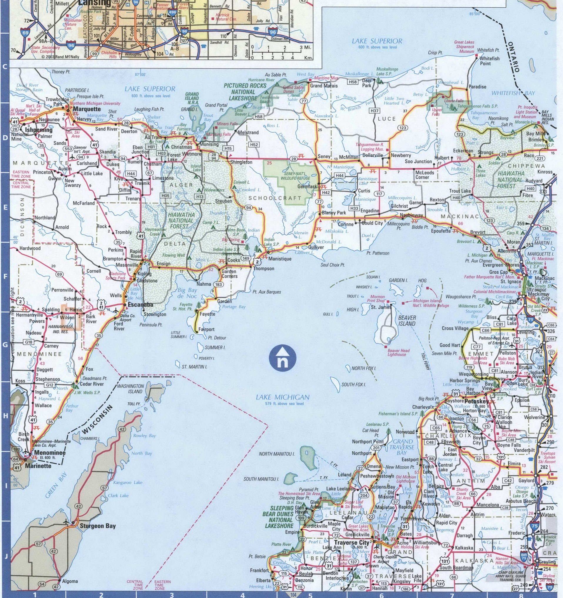 Michigan northern map
