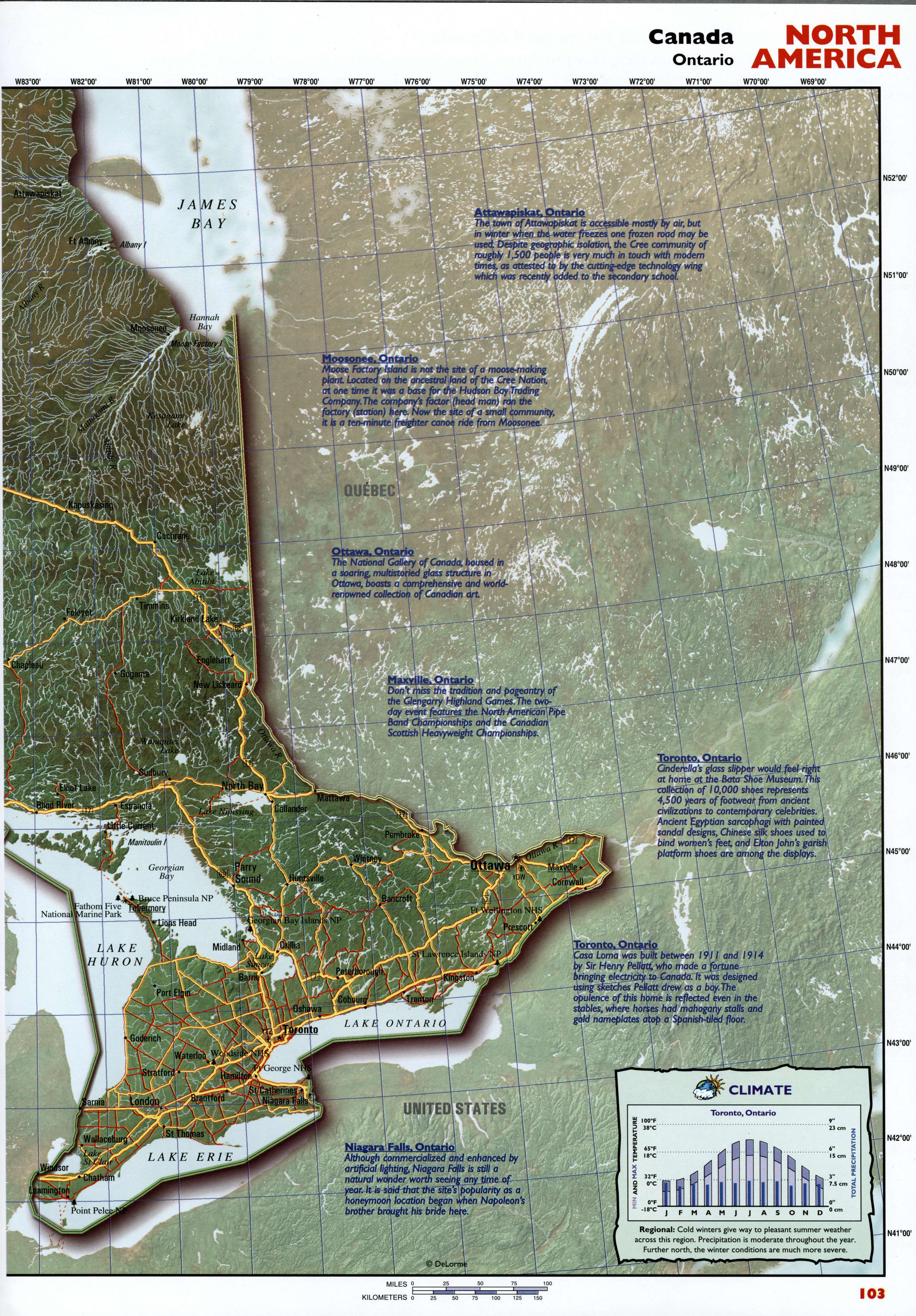 Ontario province tourist map
