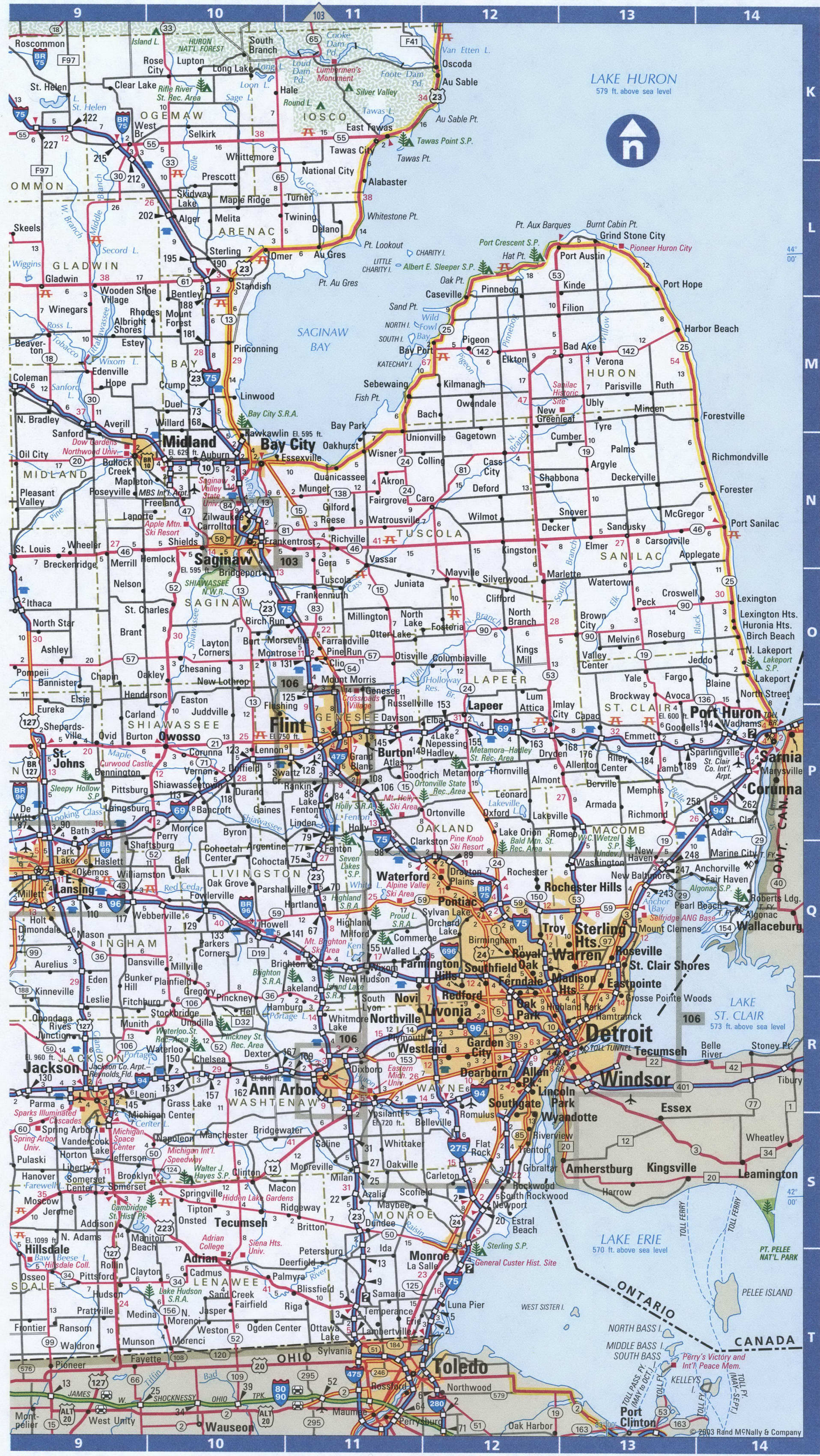 Michigan south map