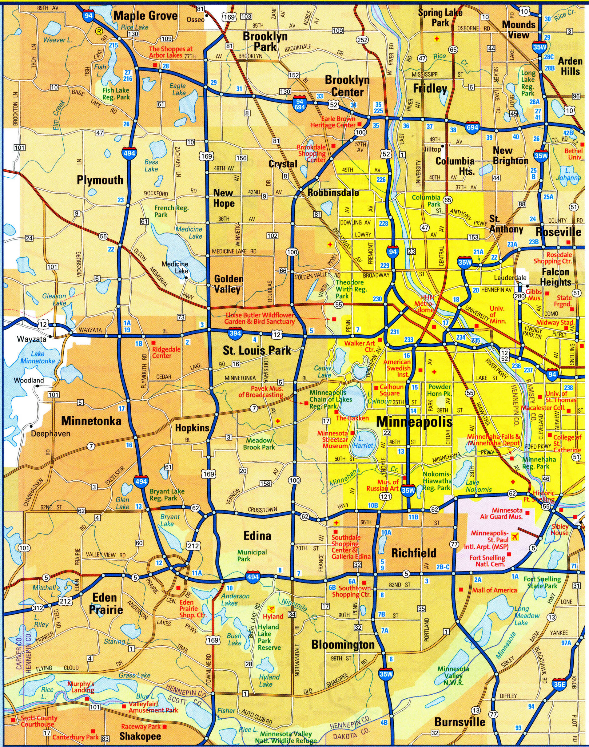 map of Minneapolis city