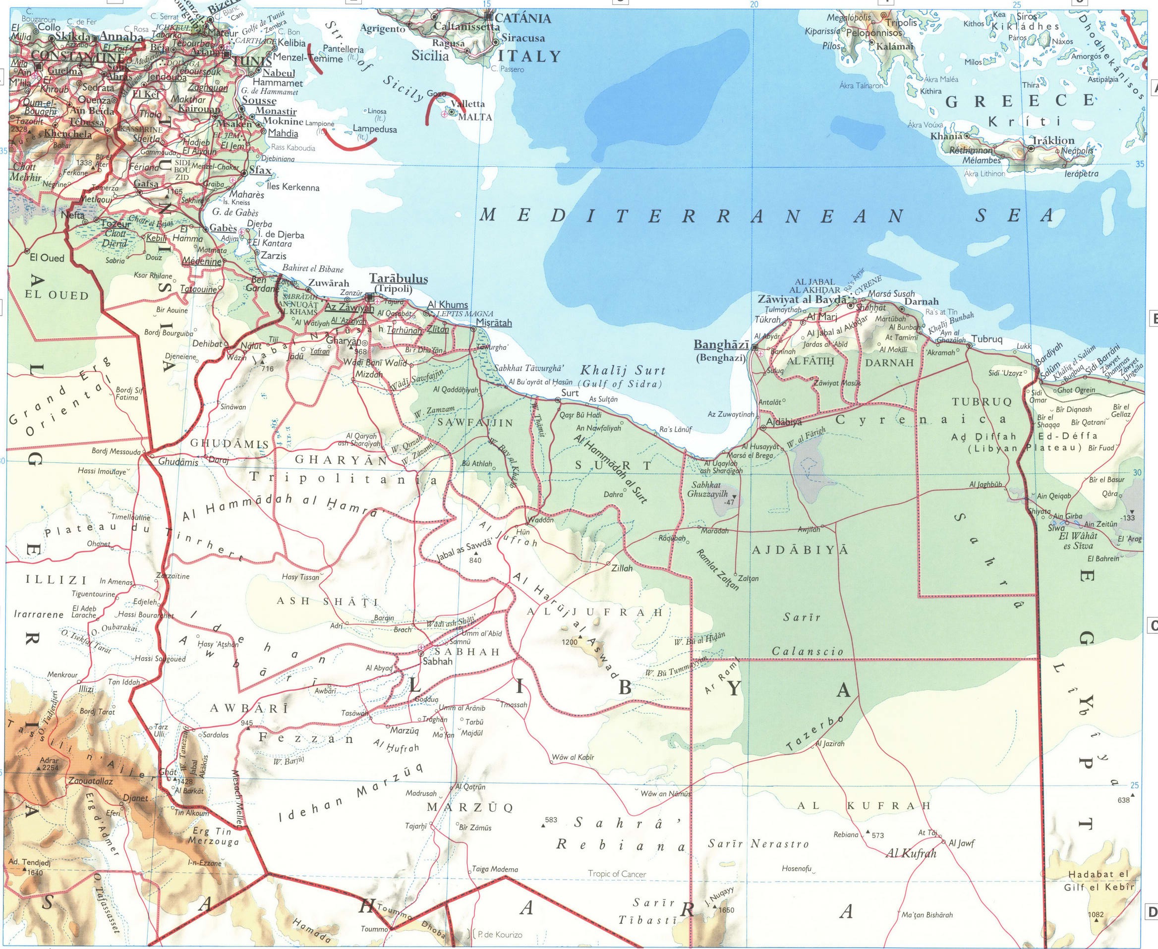 Central North Africa map