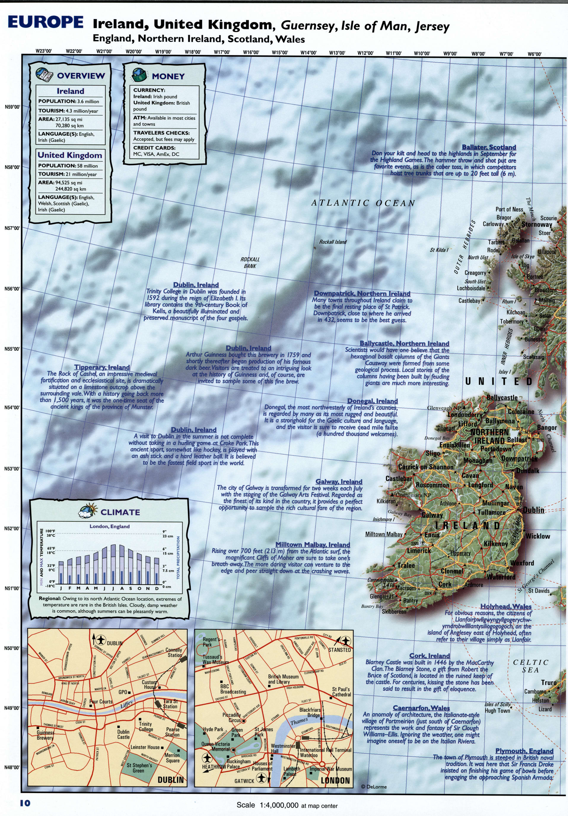 Tourist map Great Britain. Detailed physical map of the United Kingdom with cities and roads