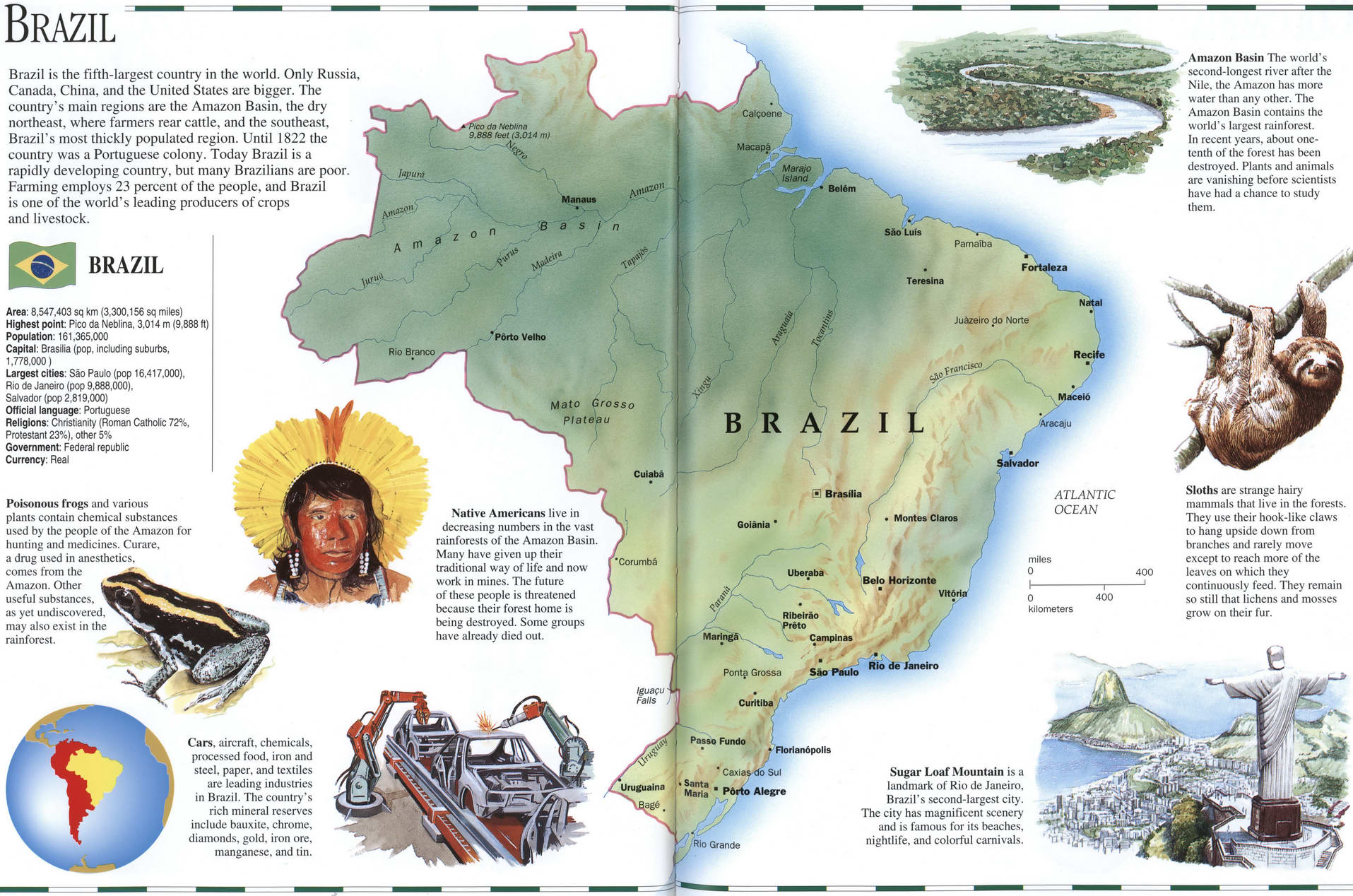 Brazil Detailed Geographic Map Description Of Brazil Nature Climate Population Industry Agriculture