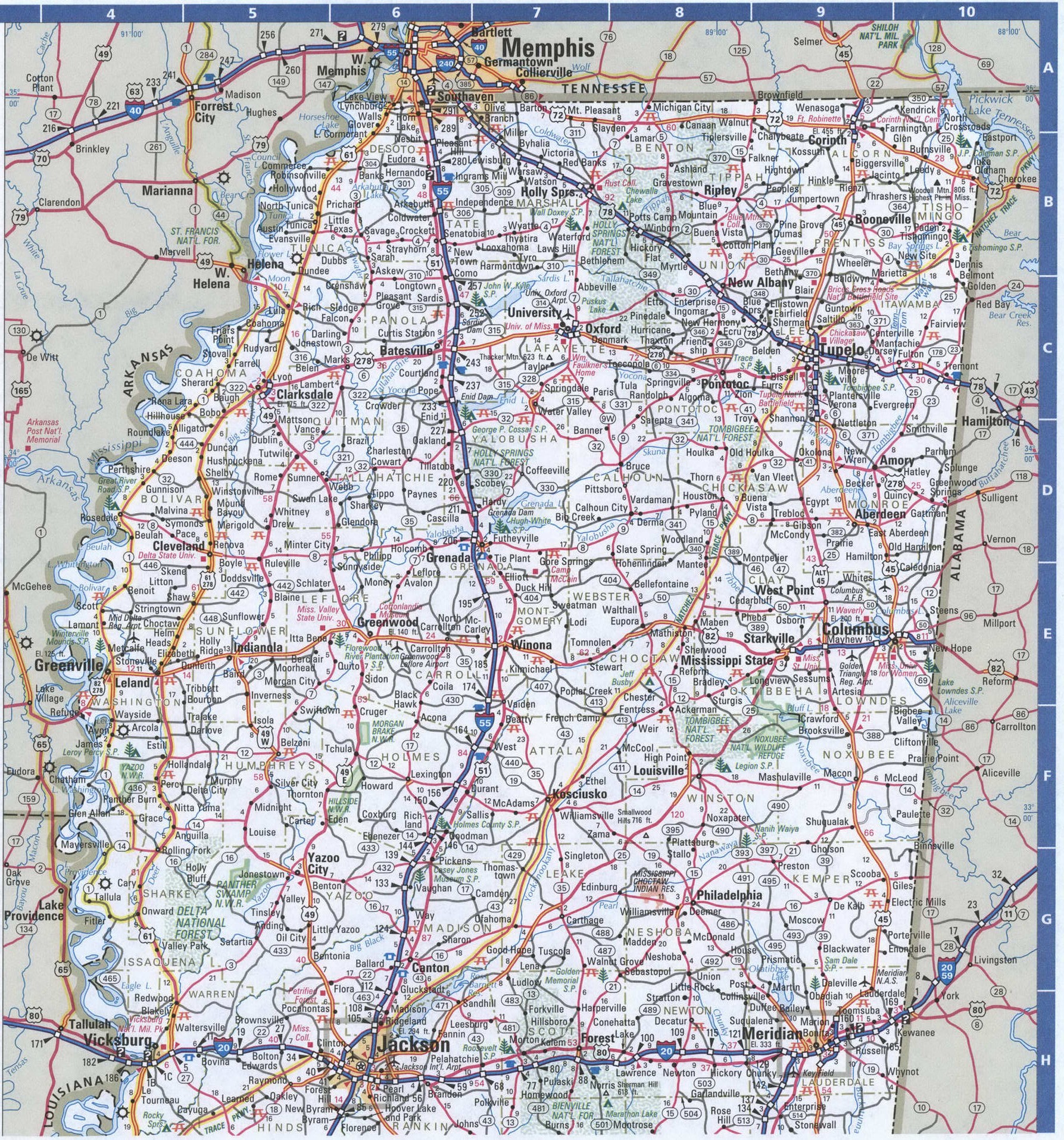 Printable Map Of Mississippi