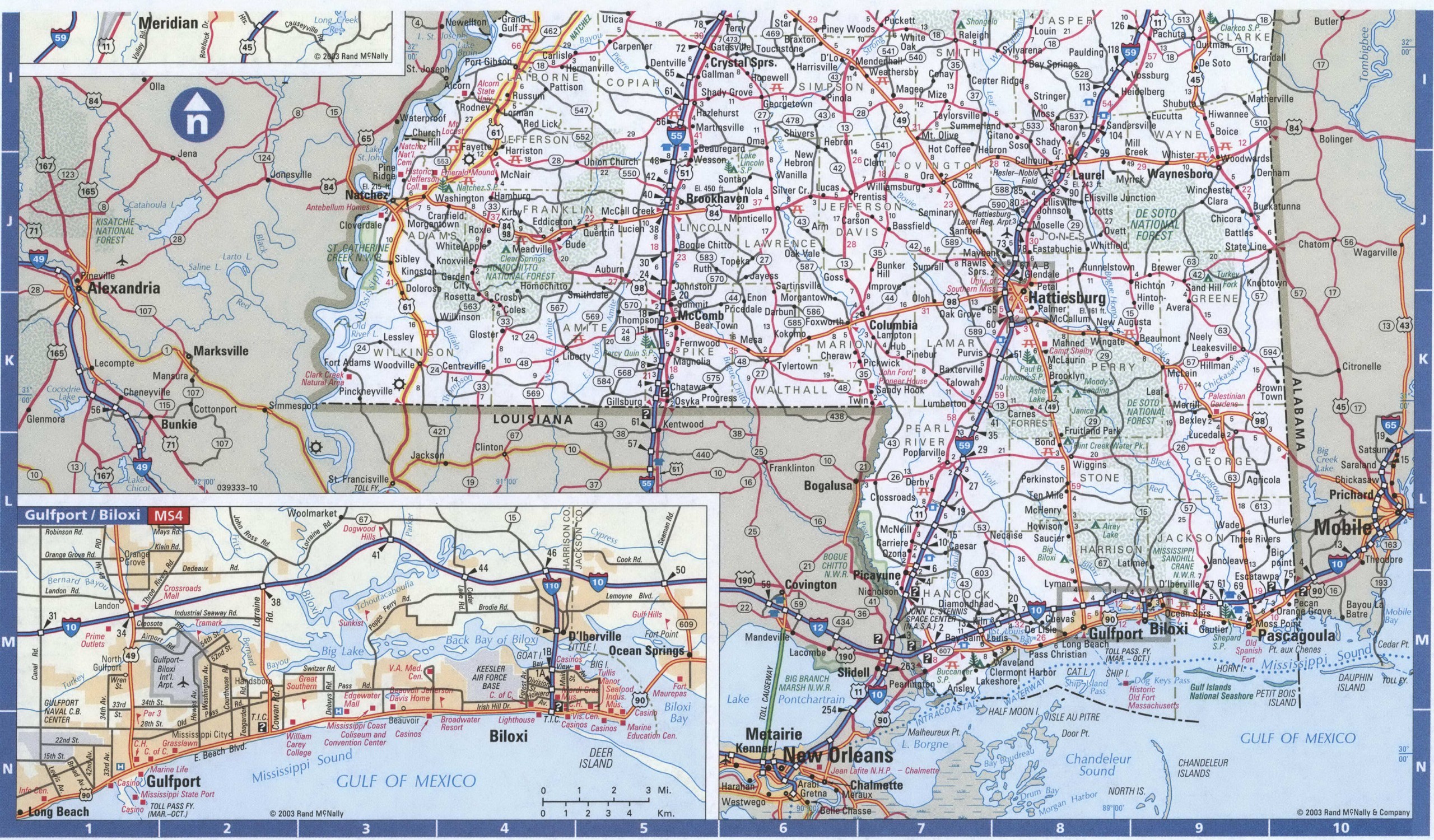 Mississippi road map