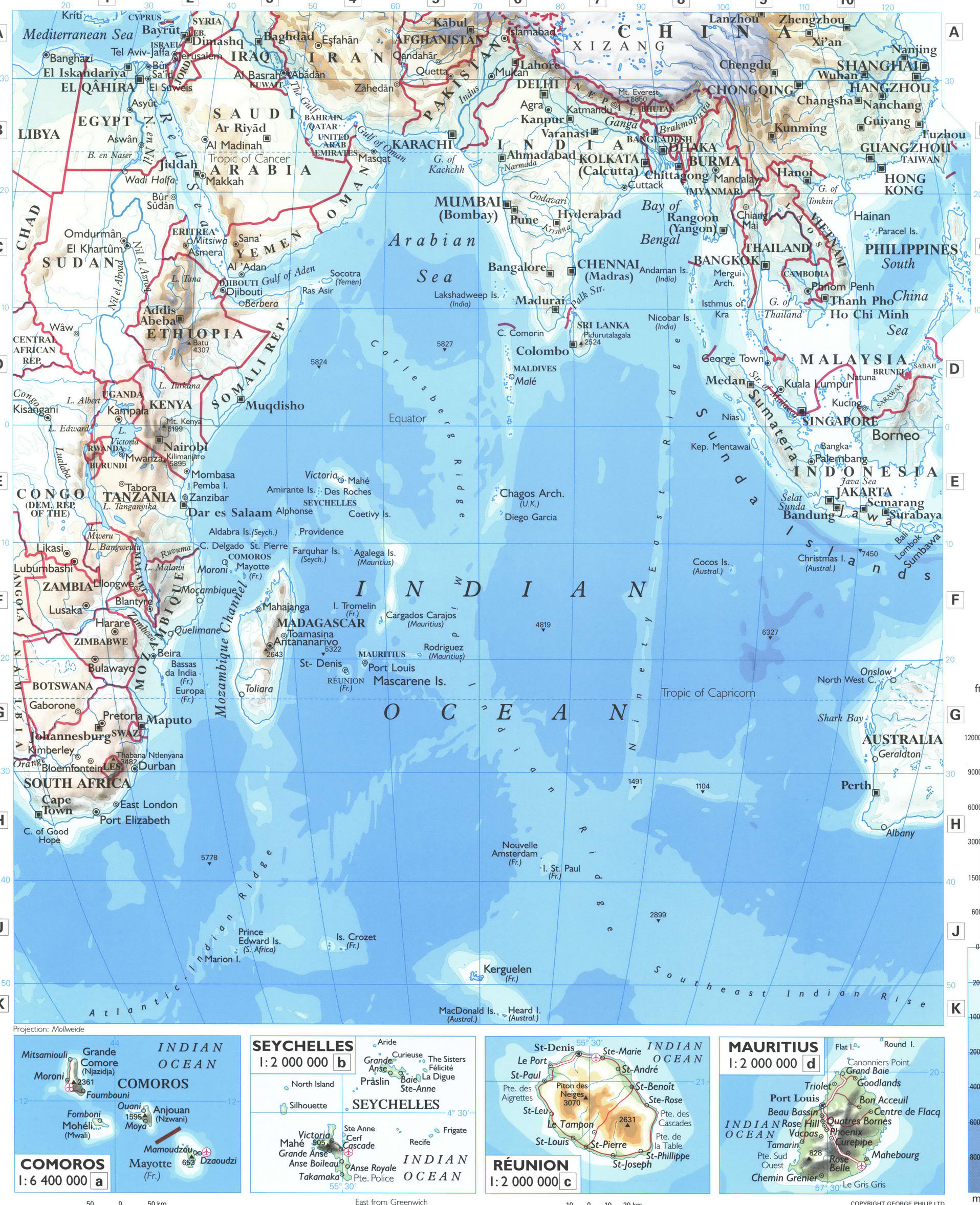 Map Of Indian Ocean Coastal Countries A Detailed Geographical Map Of Map Of Indian Ocean Coastal Countries A Detailed Geographical Map Of