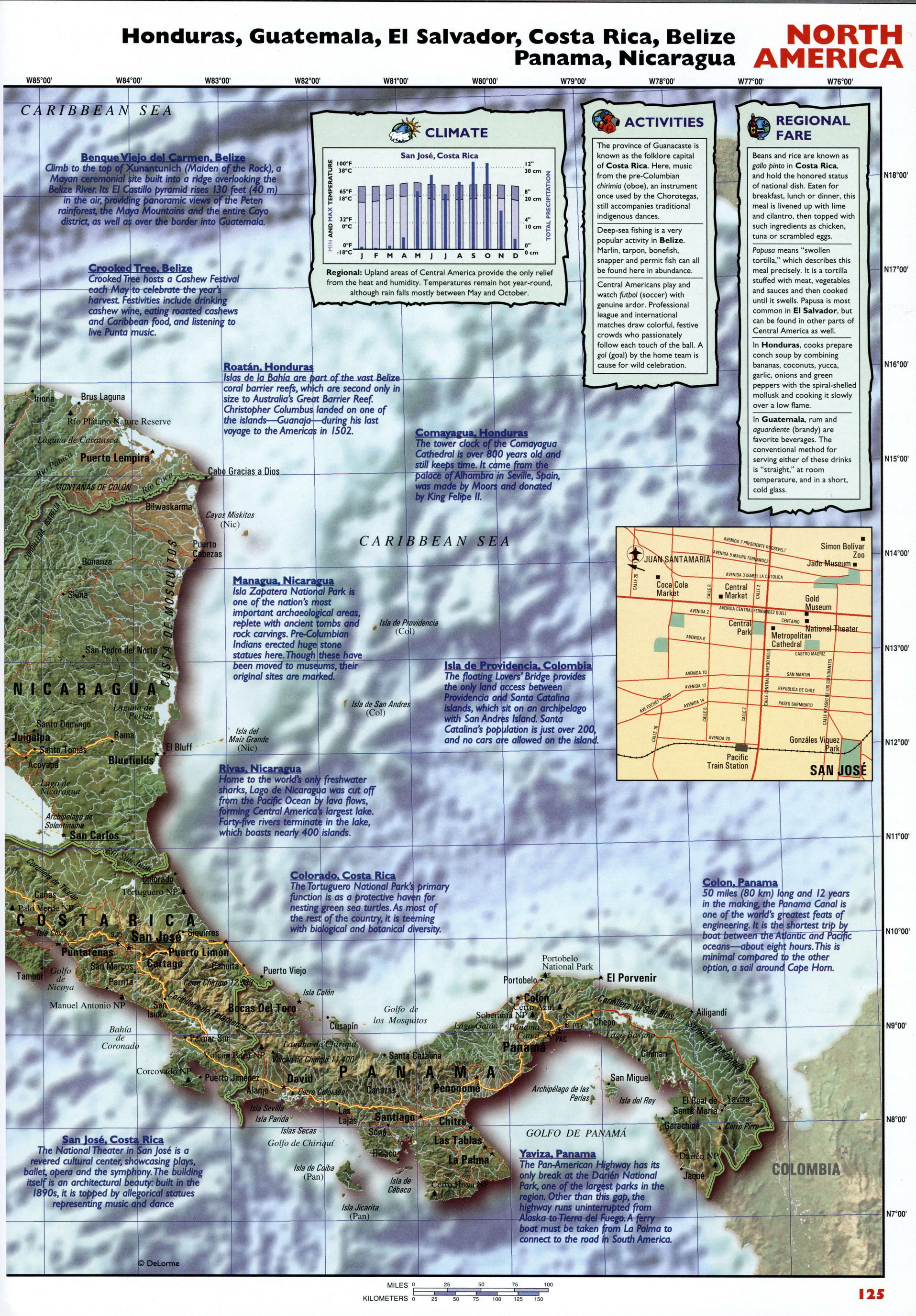Map Beliza, Costa Rica, Panama, Nicaragua
