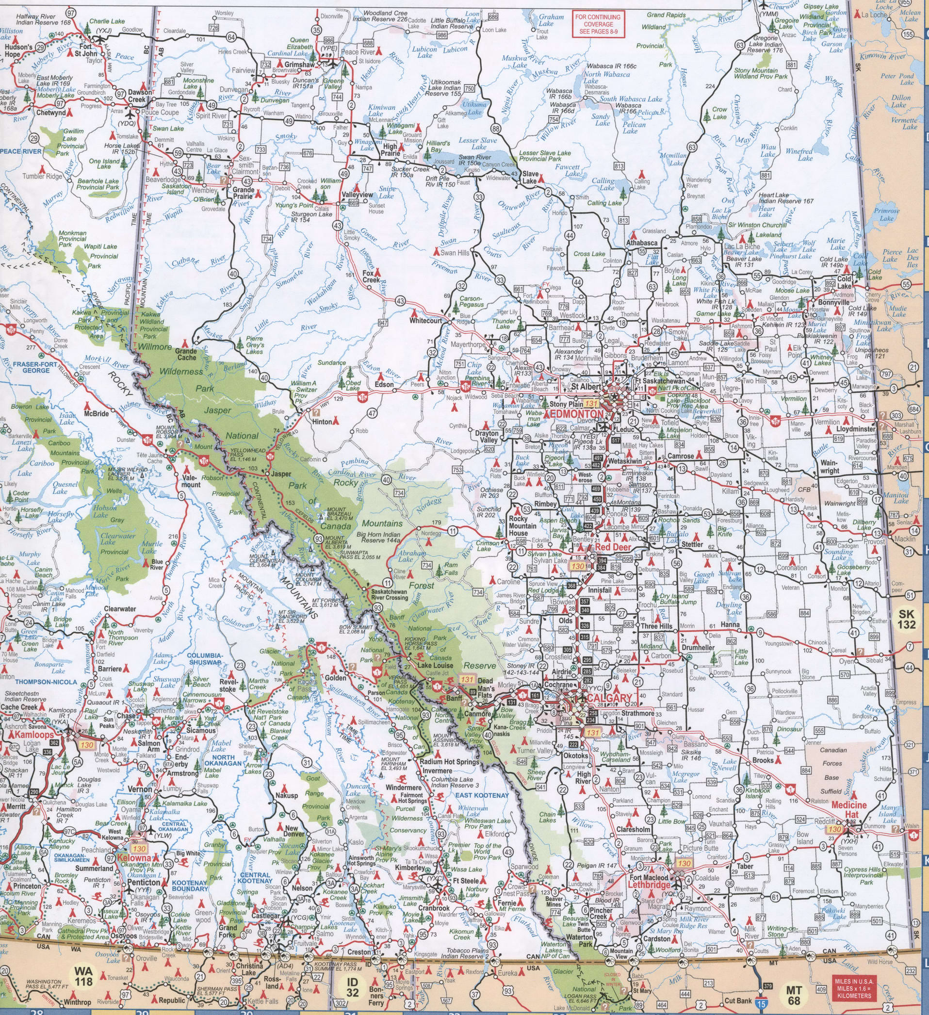 Alberta and British Columbia map