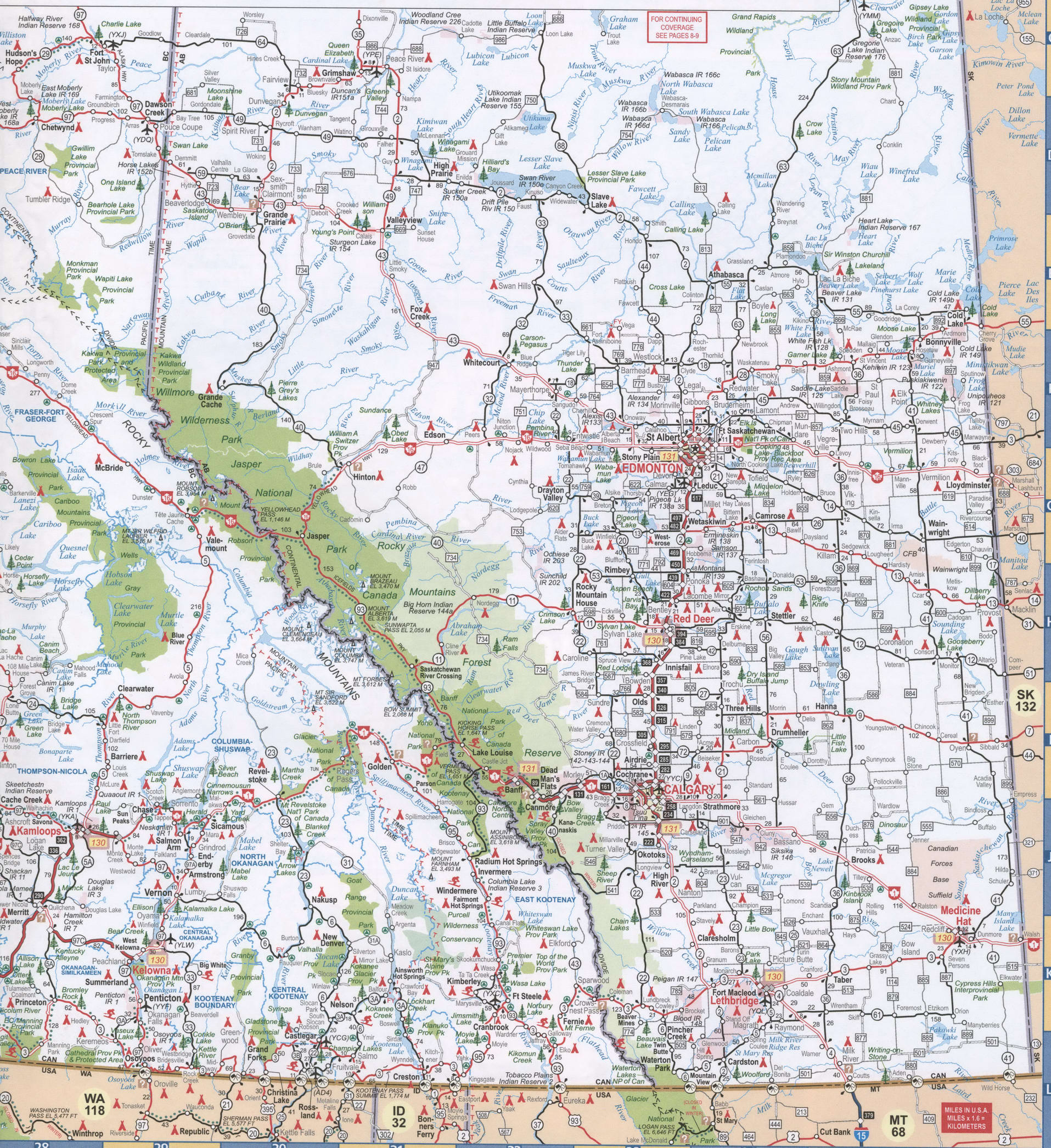 Alberta and British Columbia map. Detailed map of Alberta with roads, highways, cities, towns, and villages. Alberta and British Columbia map. Detailed map of Alberta with roads, highways, cities, towns, and villages.