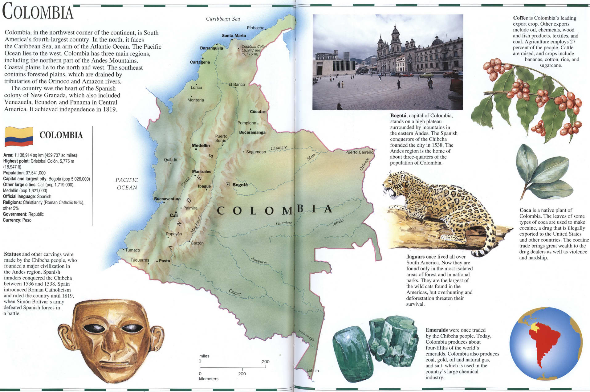 Colombia geographic map